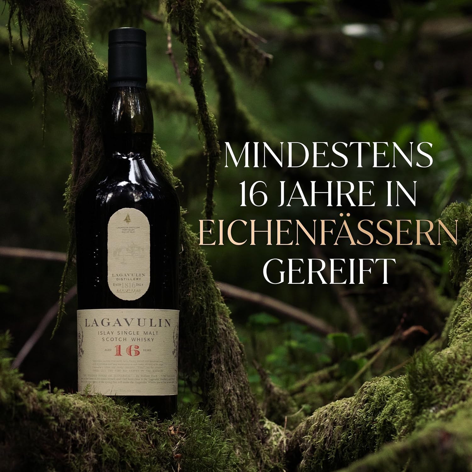 Lagavulin 16 Jahre Islay Single Malt Scotch Whisky, 43 % Vol, vol| rauchig, intensiv, torfig, süßer und salziger Single Malt Whisky, in Geschenkbox, gereift in Eichenfässern, 700ml