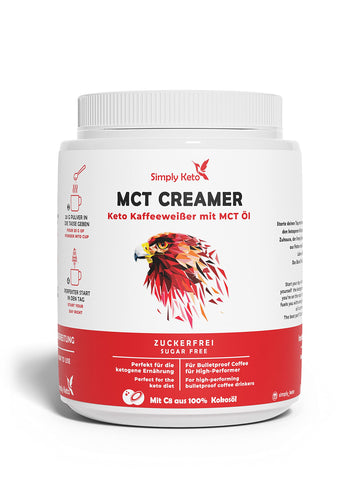 Simply Keto Keto Creamer Vorratsdose 450g - Ohne Zuckerzusatz ketogener Kaffeeweißer für leckeren Milchkaffee - Mit Kokosöl & Weidebutter - Ohne Zucker & Kohlenhydrate - Optimiert für Geschmack