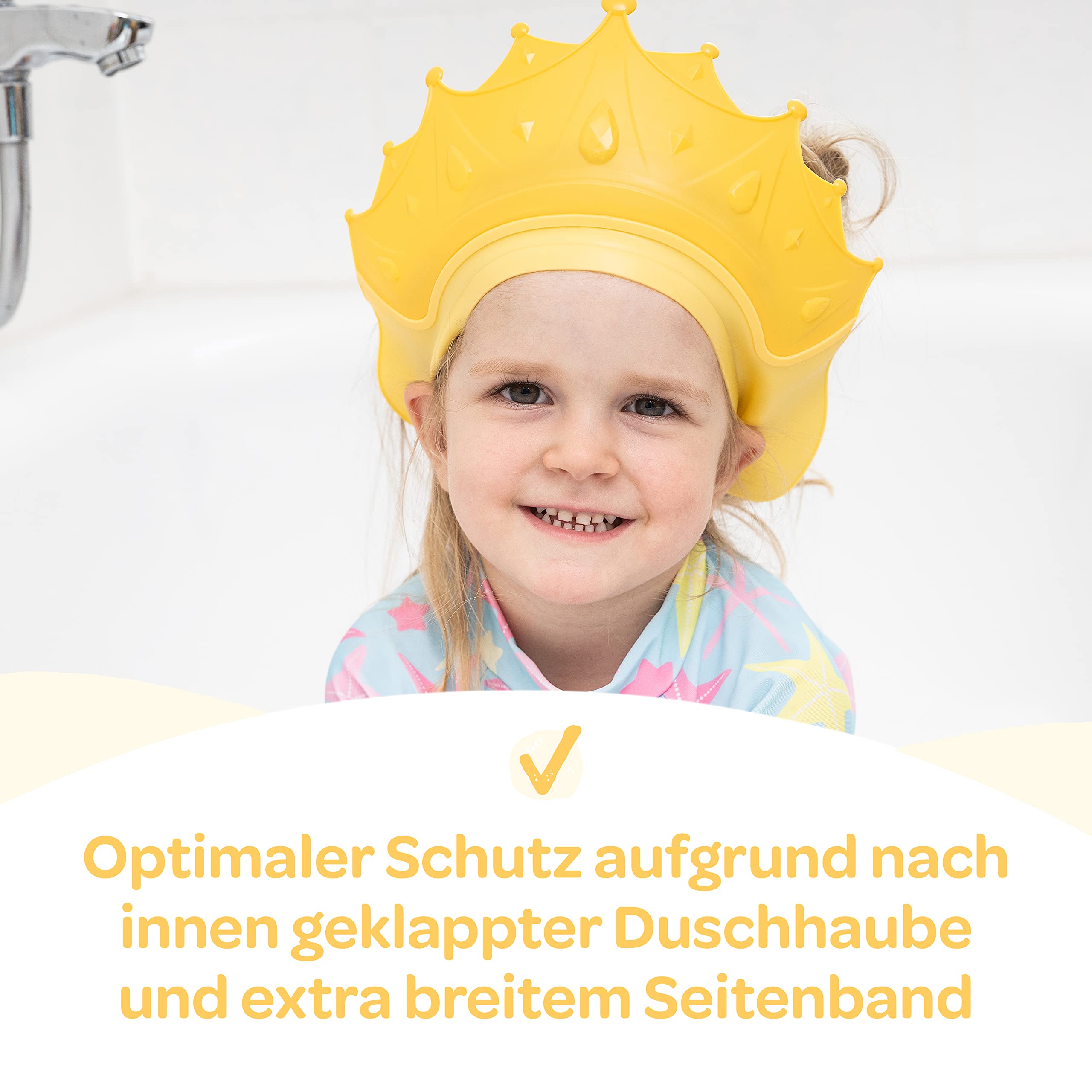 Duschhaube Kinder –- eine Duschhaube für sorgenfreies Haare waschen Kinderschutz (Blau)