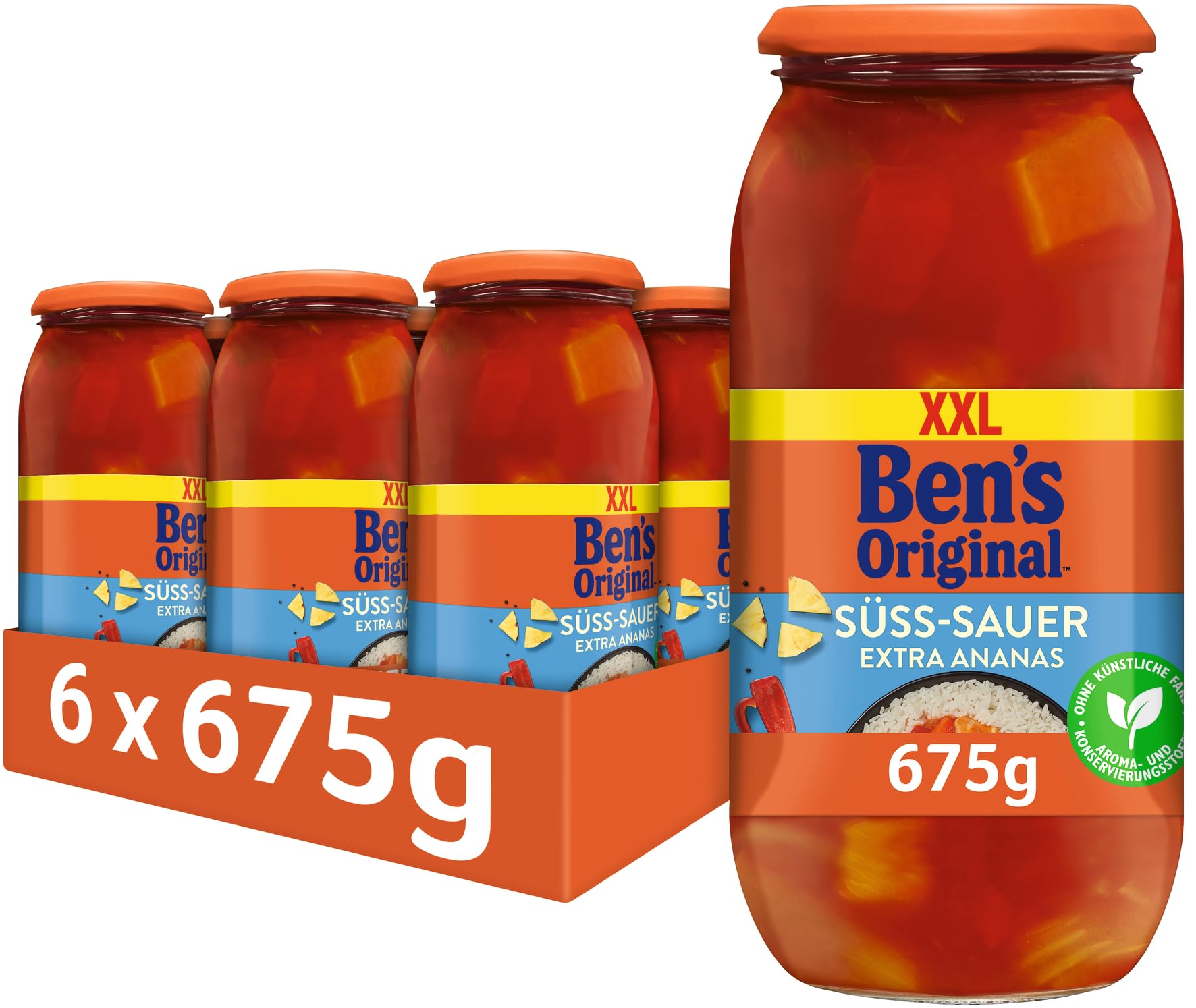 BEN’S ORIGINAL Sauce Süß-Sauer Ohne Zuckerzusatz, 6 Gläser (6 x 395 g)