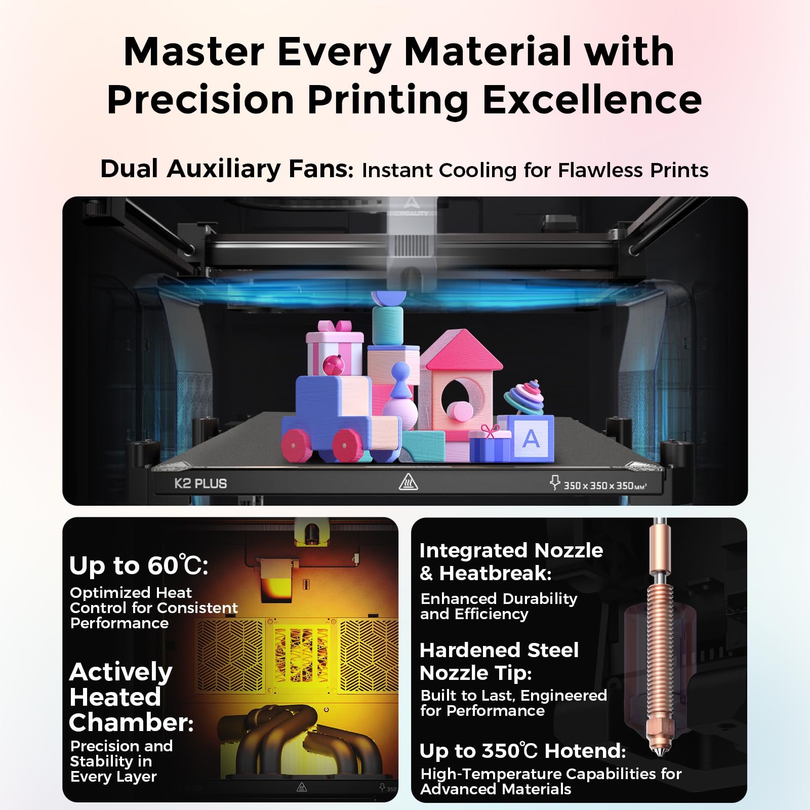 Creality Official K2 Combo(A) 3D Printer, Multi-Color Printing with CFS, 600mm/s High-Speed, AI Cameras, Full Auto-Leveling, Dual Z-Axis, 260x260x260mm Build Volume