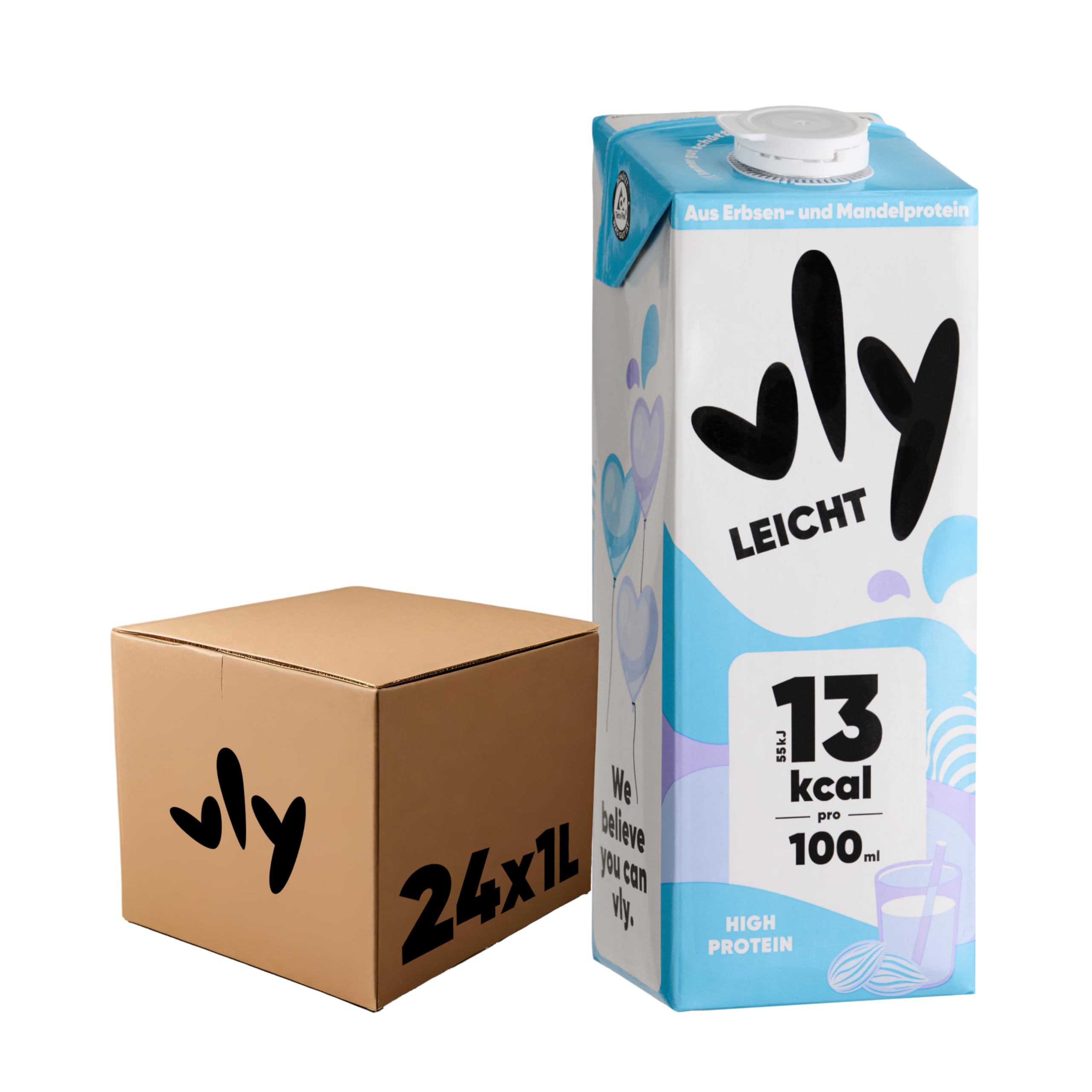 vly BARISTA - Die vegane Milchalternative aus Erbsenprotein | Cremiger Schaum | Reich an Ballaststoffen, Calcium, Vitaminen & Protein | Laktosefrei, Glutenfrei, Zuckerarm, Pflanzlich - 16x1L