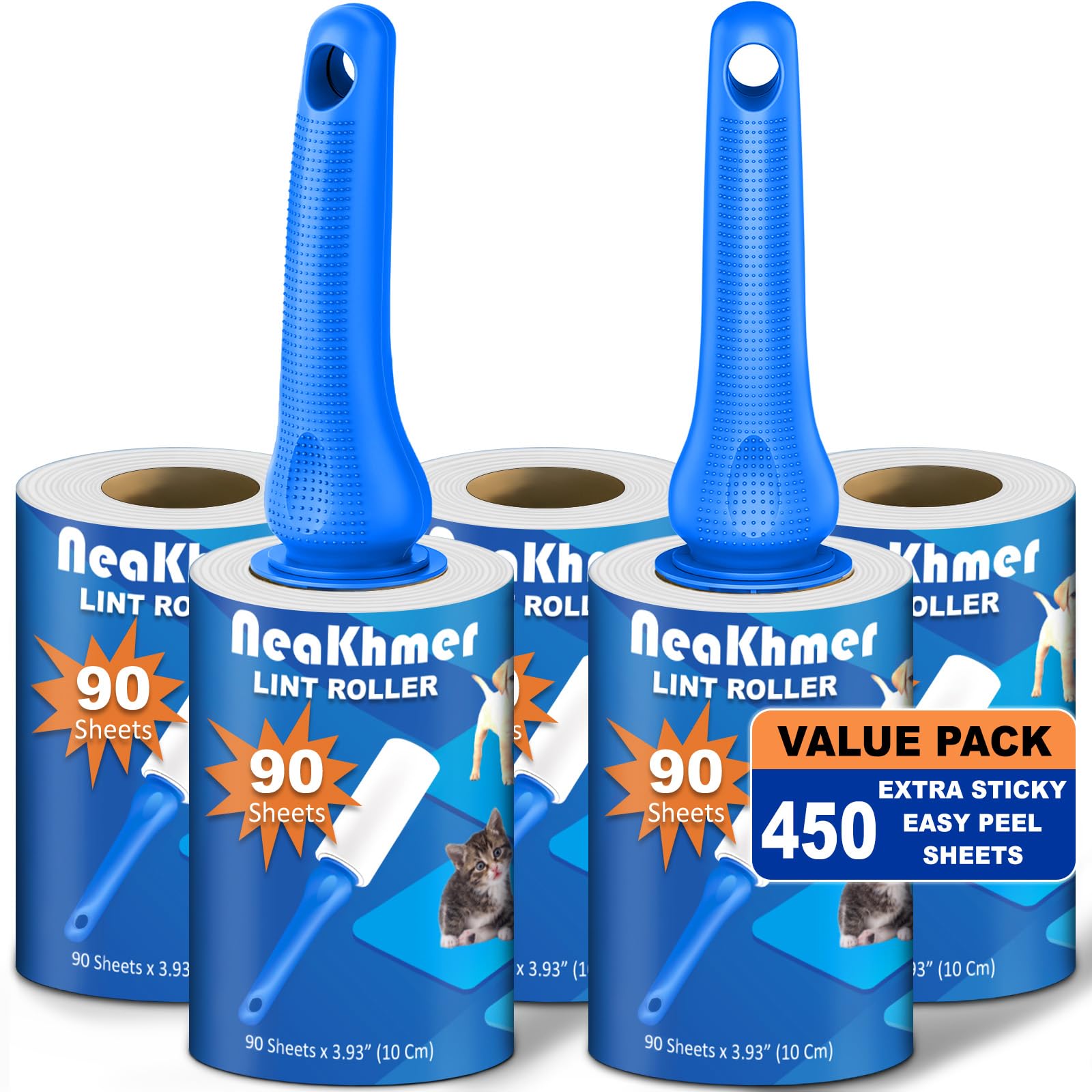 Fusselroller für Tierhaare 540 Blatt, extra klebriger tragbarer Fusselentferner, Fusselroller Kleidung, Entferner Katzen Hundehaare,Fusselrolle Tierhaare