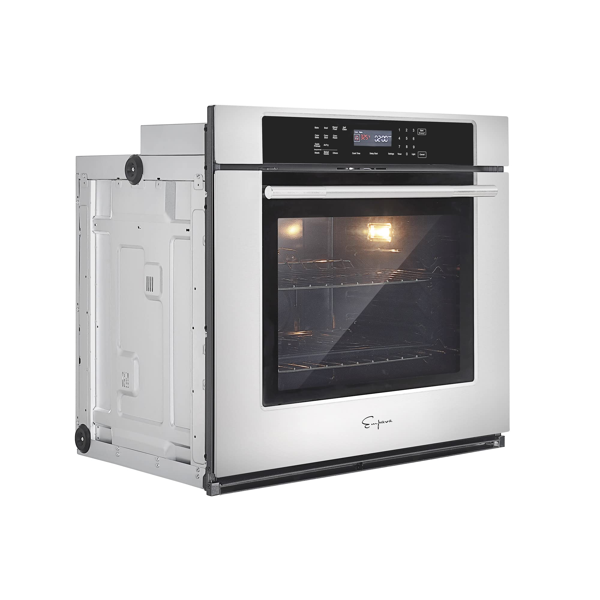 Empava 30" Electric Single Wall Oven Air Fryer Combo Convection Oven Built-in 10 Cooking Functions with LED Digital Display Convection Fan Touch Control in Stainless Steel EMPV-30WO04