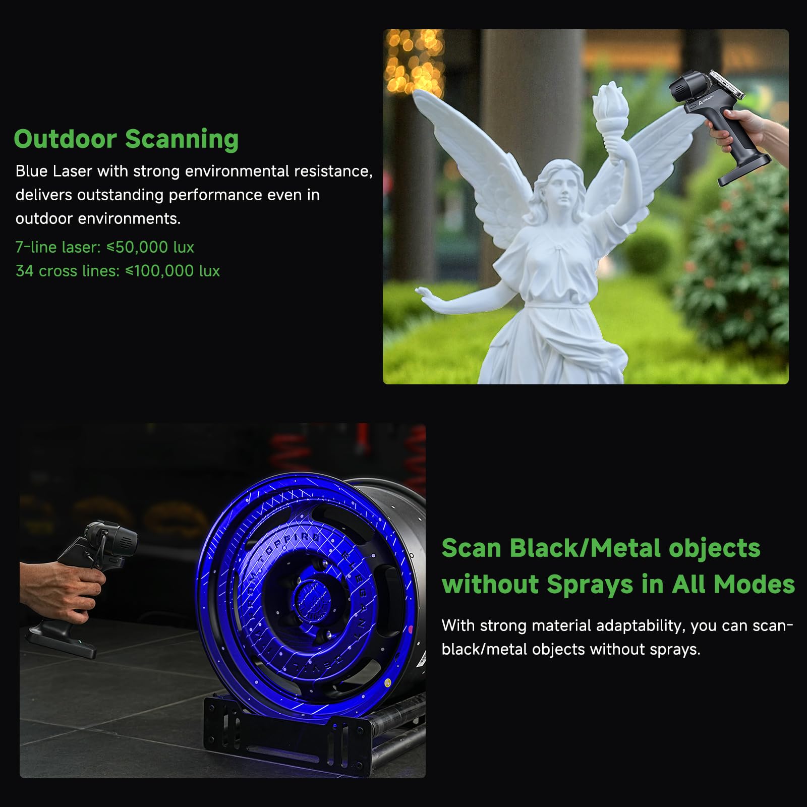 Creality Sermoon S1 3D Scanner, High-Precision 0.02mm Metrology-Grade 3D Scanner for 3D Printing with Blue/IR Laser, Exclusive Single-line Deep Hole scanning Technology, Wireless Support