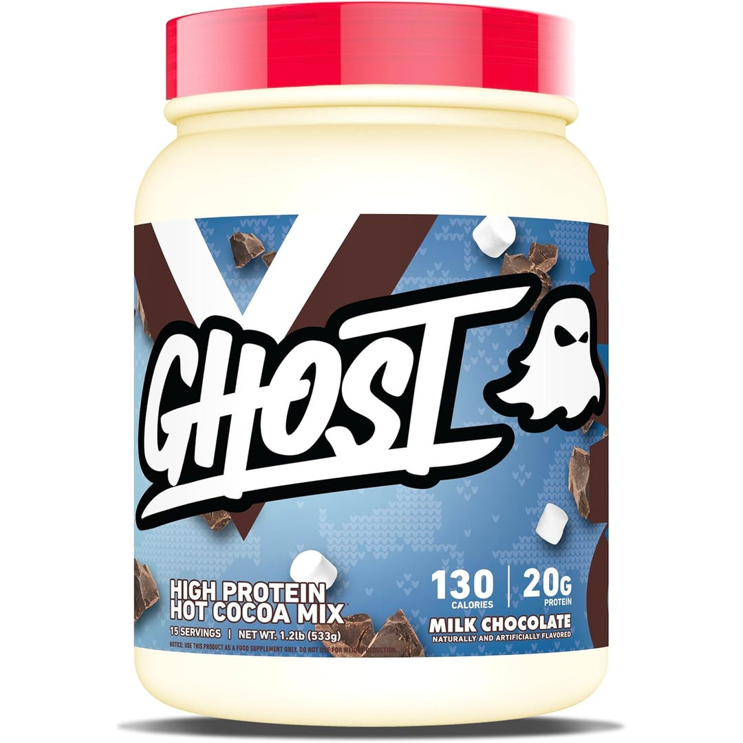 GHOST High Protein Hot Cocoa Drink Mix, Milk Chocolate - Creamy & Smooth Hot Chocolate Powder with 20g Hydrolyzed Whey Protein & Mini Marshmallows - Easy Mix Seasonal Drink - Gluten-Free