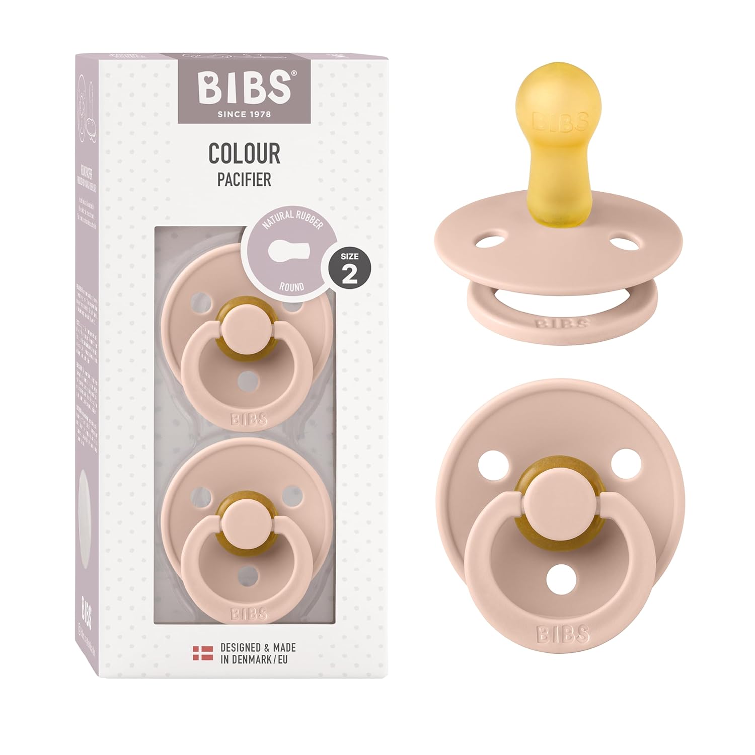 BIBS Colour Schnuller 2er-Pack, BPA-frei, Kirschform Nippel. Naturkautschuk/Latex, Hergestellt in Dänemark. Größe 1 | 0+ Monate | 2-Pack, Ivory/Sage