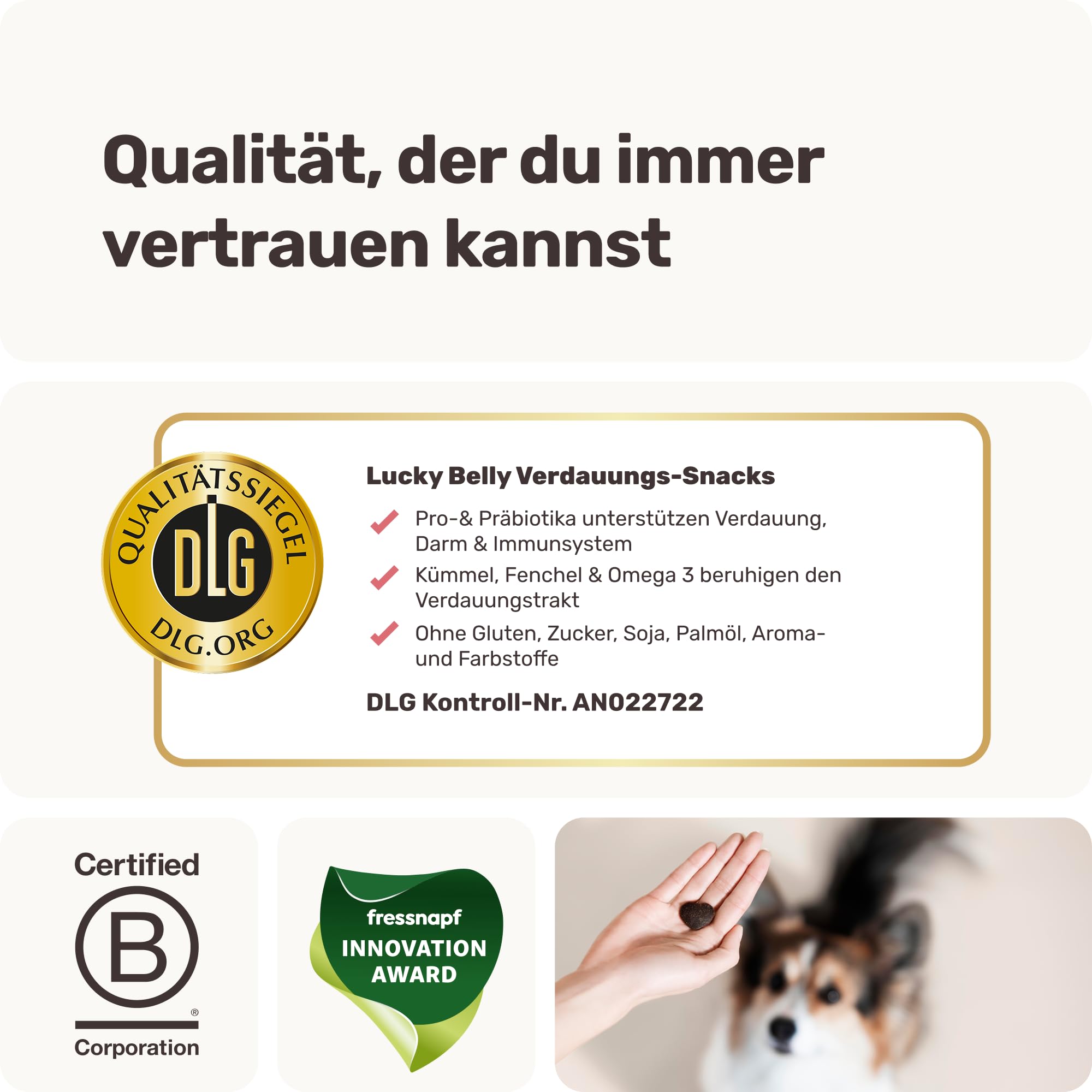 9-in-1 Probiotika für Deinen Hund - Lucky Belly Hypoallergen Allergie Fit ohne Huhn 120 Drops (350g) von mammaly-Bei Magenprobleme & Verdauungsprobleme für Magen-Darm,Verdauungssnacks bei Gras fressen