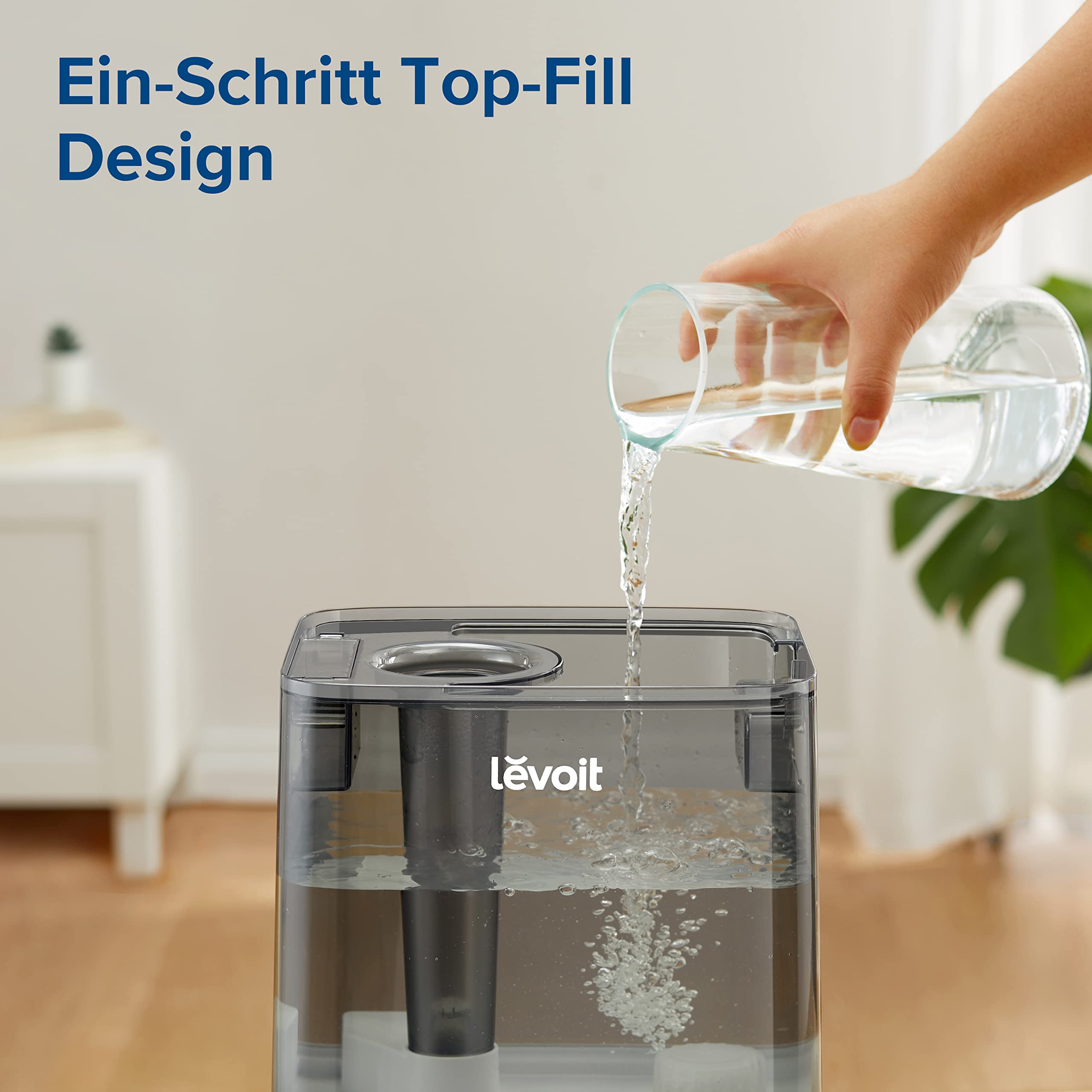 Levoit Luftbefeuchter Schlafzimmer, 23dB leise Humidifier, Top-Fill für Baby, bis 25H, Raumbefeuchter mit 360 grad Drehdüse für Kinderzimmer, Pflanzen, Auto Shut-off, 2,5 L, Weiß