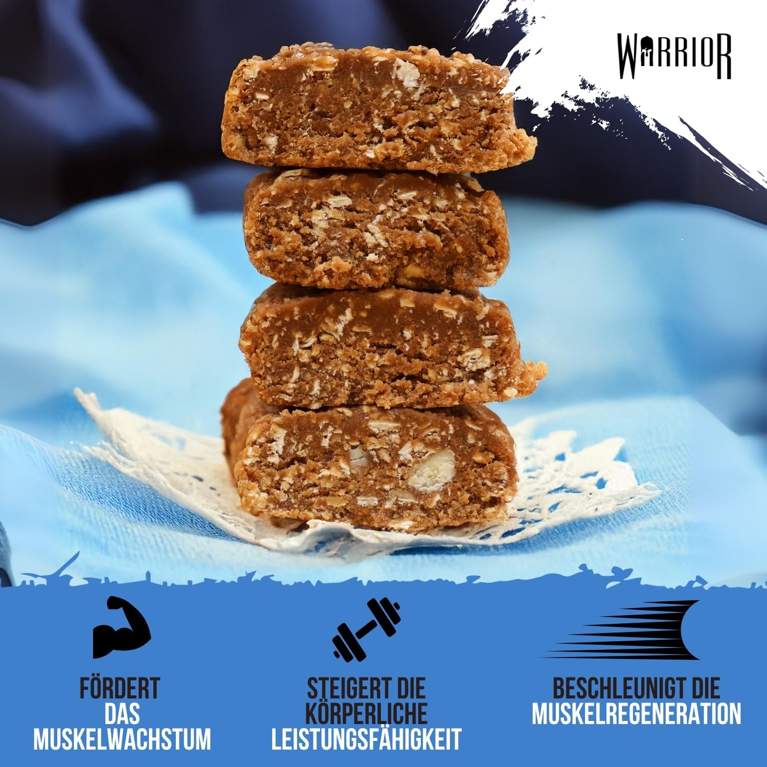 Warrior Raw Proteinriegel 12 x 75 g – Ballaststoffreicher Haferriegel mit Protein, High Protein Snack ohne Zucker, Natürlicher Haferflocken Riegel mit Präbiotika – Schoko-Brownie
