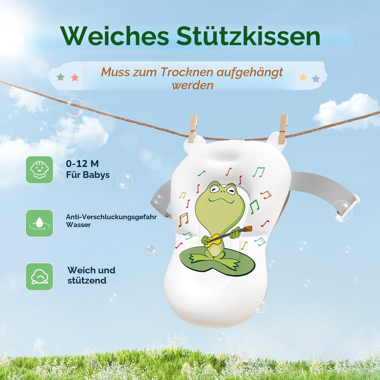 COOSEYA Baby Badewanne für 0-18 Monate, Faltbare Babywanne mit Babybadewanne Stützkissen, Portable Baby Bathtub als Wesentliche Artikel für Neugeborene und Kleinkind, Dinosaurier - Design (Grau)