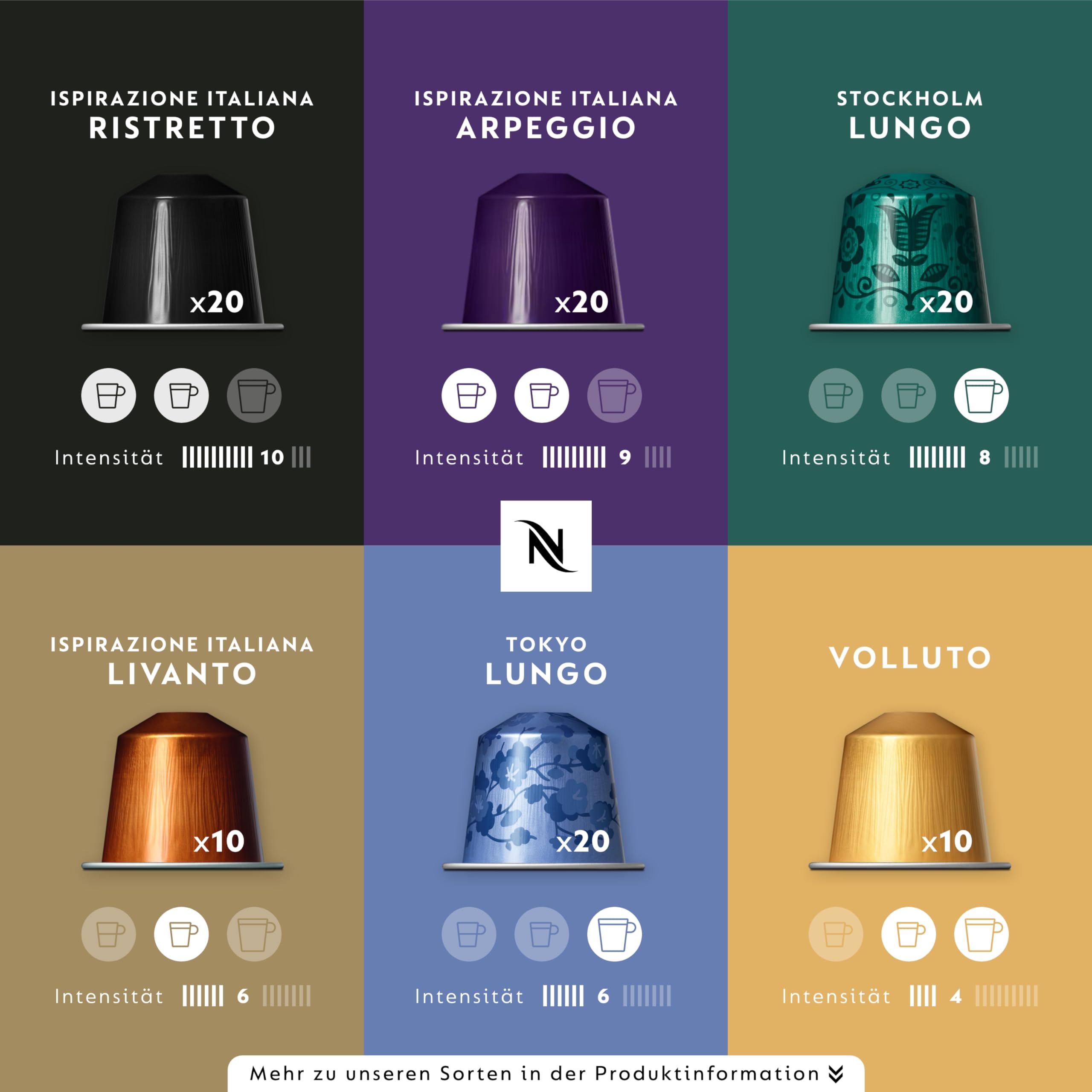 NESPRESSO ORIGINAL Ispirazione Italiana Auswahl 100 Kaffeekapseln | Arabica & Robusta Kaffee | Mittlere bis dunkle Röstung