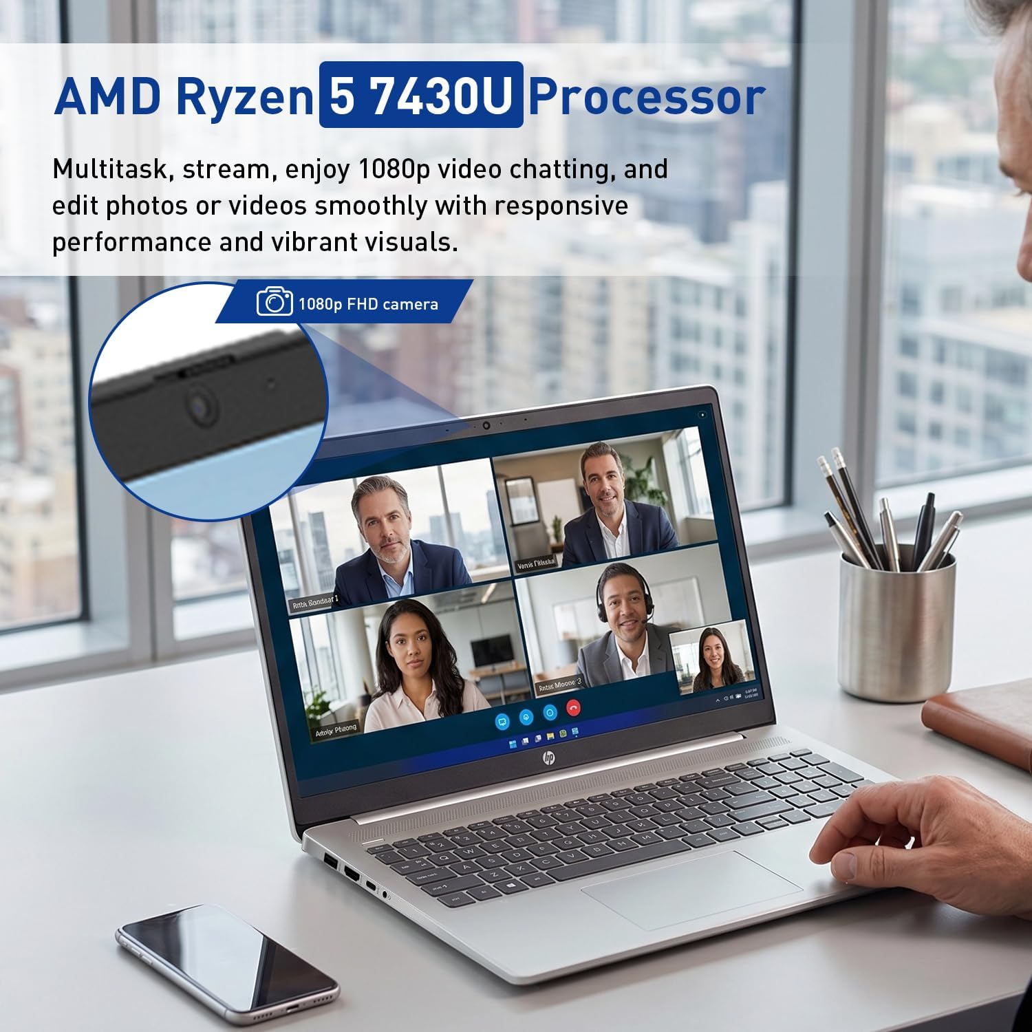 HP 17.3" FHD IPS LED Anti-Glare 300 nits Laptop, AMD Ryzen 5 7430U 6-core CPU, 16GB RAM, 1TB Storage, Webcam w/Shutter, Microsoft Copilot Key, Wi-Fi 6, BT 5.4, Win11 Home, 17-cp3000