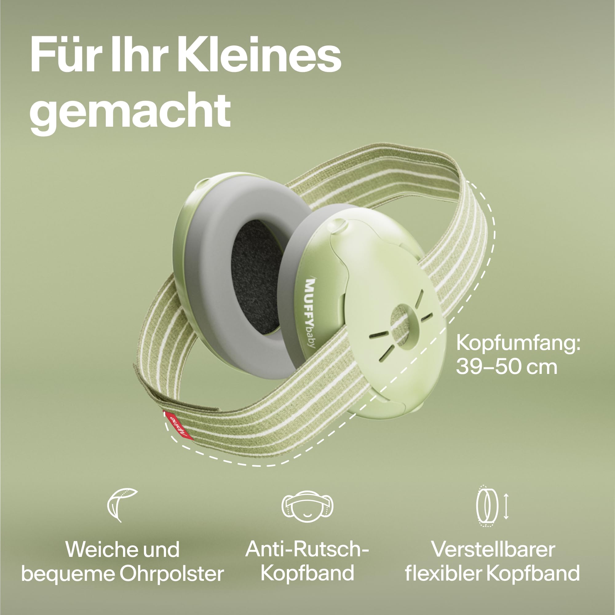 Alpine Muffy Baby Classic - Gehörschutz für Babys - Verstellbares ANTI-SLIP-Kopfband bis 48 Monate - In Deutschland auf Sicherheit getestet - Lärmschutz Kopfhörer verhindert Gehörschäden, Schwarz