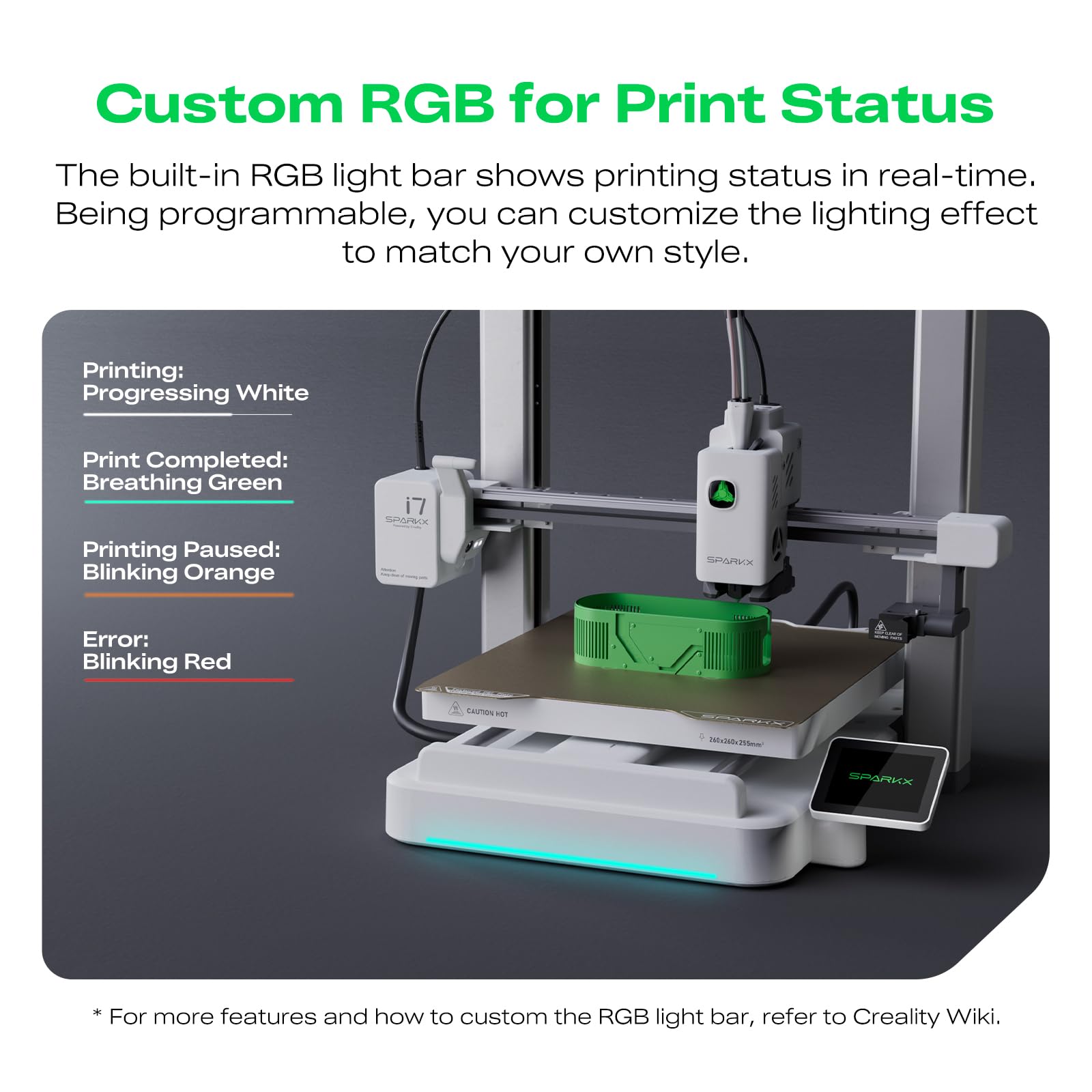Creality SPARKX i7 Combo 3D Printer, Multi Color with CFS Lite High Speed AI Photo-to-3D Printing 95% Pre-Assemble Auto-Leveling Custom RGB Quick-Swap Essential Parts 10.24×10.24×10 inch