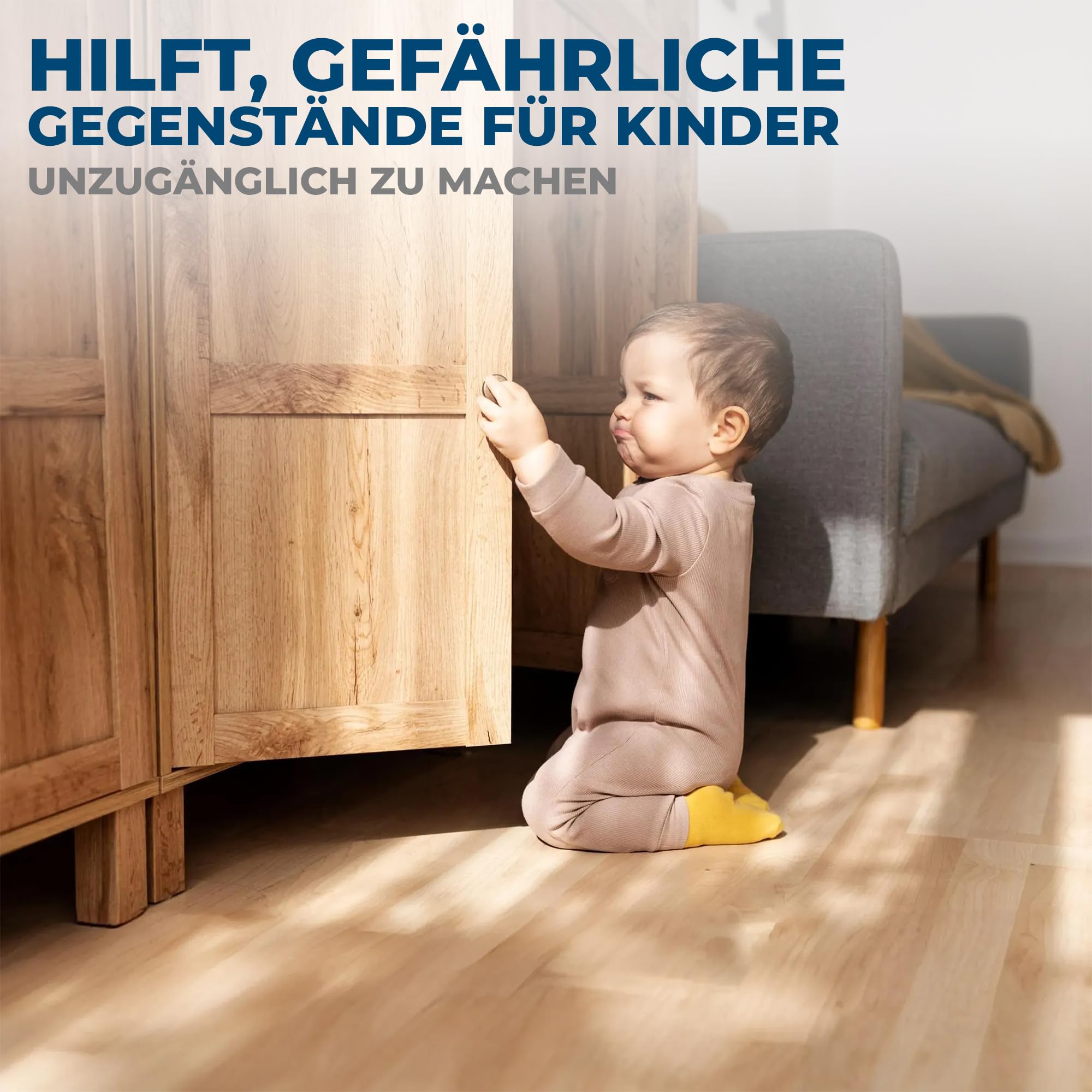 Hoffenbach Magnetische Kindersicherung 12 Schlösser + 3 Schlüssel – Schranksicherung & Schubladensicherung ohne Bohren – Unsichtbarer Magnetverschluss – Weiß