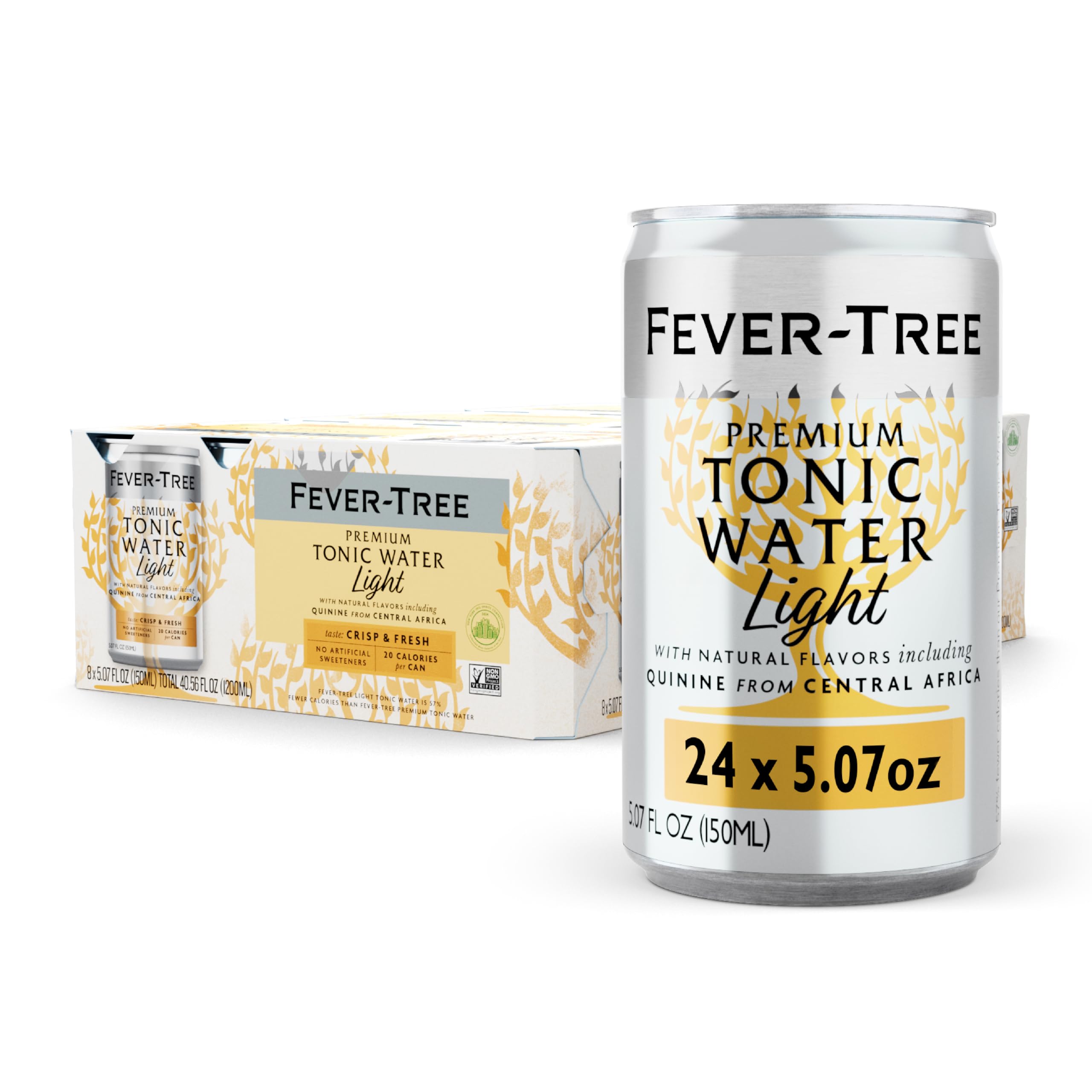 Fever Tree Tonic Water - Premium Quality Mixer - Refreshing Beverage for Cocktails & Mocktails. Naturally Sourced Ingredients, No Artificial Sweeteners or Colors - 150 ML Cans - Pack of 24