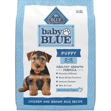 Blue Buffalo Baby Blue Natural Dry Food for Puppies, Healthy Growth Formula with DHA, Savory Chicken Recipe, 24-lb Bag