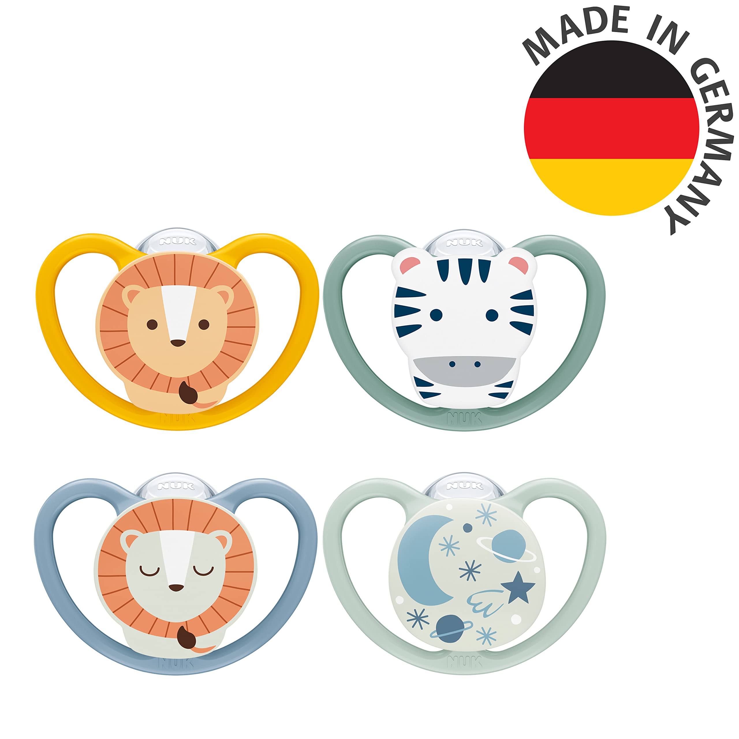 NUK Perfect Match Air Day & Night Baby-Schnuller | 0-6 Monate | Leuchtende Schnuller, die Luftzirkulation fördern & Speichelrash verhindern | 95% Baby-Akzeptanz** | Sortiert | 4 Stück