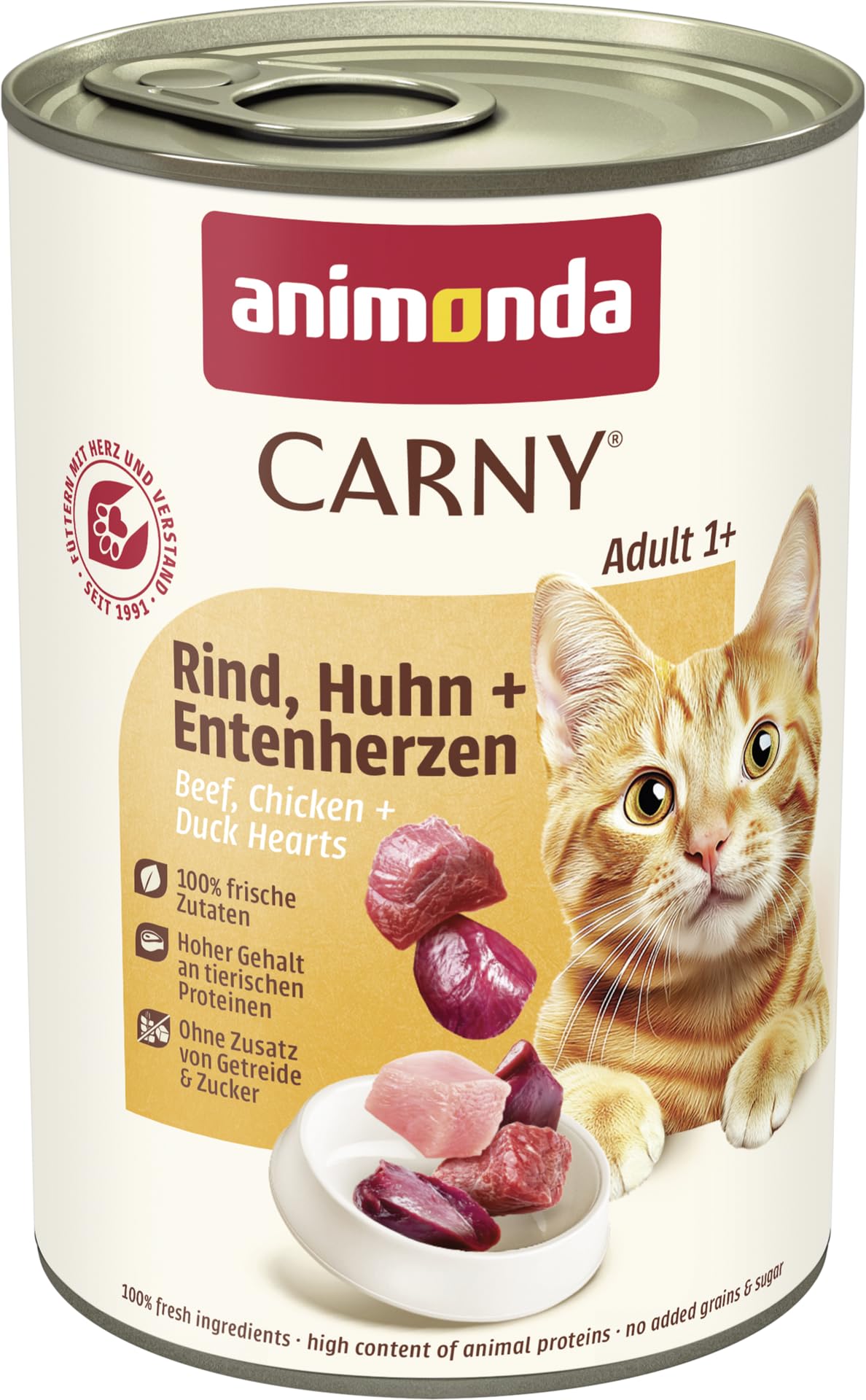 animonda Carny Adult Huhn + Lachs (6 x 400 g), Katzennassfutter für ausgewachsene Katzen, Nassfutter mit 100 % frischen, fleischlichen Zutaten, Katzenfutter ohne Getreide und Zucker
