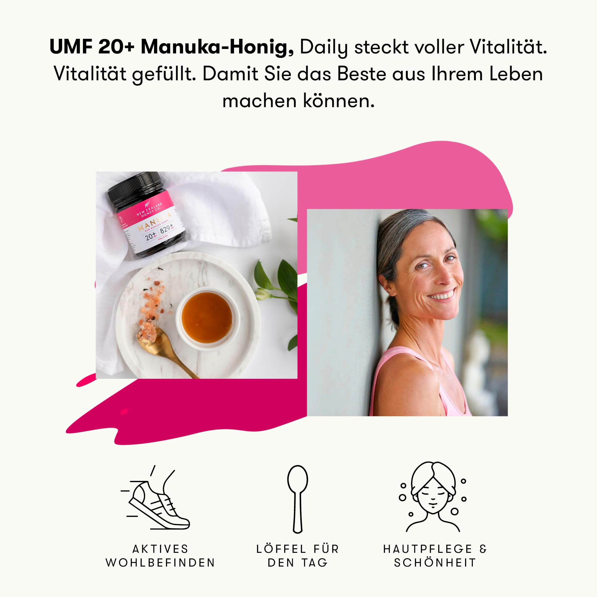 New Zealand Honey Co. Manuka Honig MGO 829+ / UMF 20+ | Aktiv und Roh - Hergestellt in Neuseeland - Zertifiziertem Methylglyoxal Gehalt - 250g - Raw Honey - Rohhonig