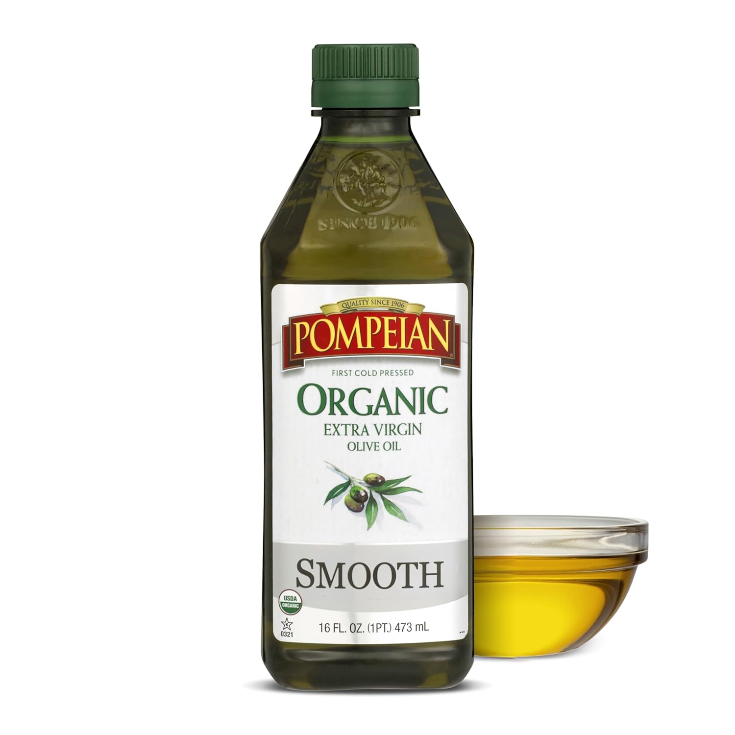 Pompeian Smooth Extra Virgin Olive Oil, Contains Polyphenols, First Cold Pressed, 68 Fl Oz