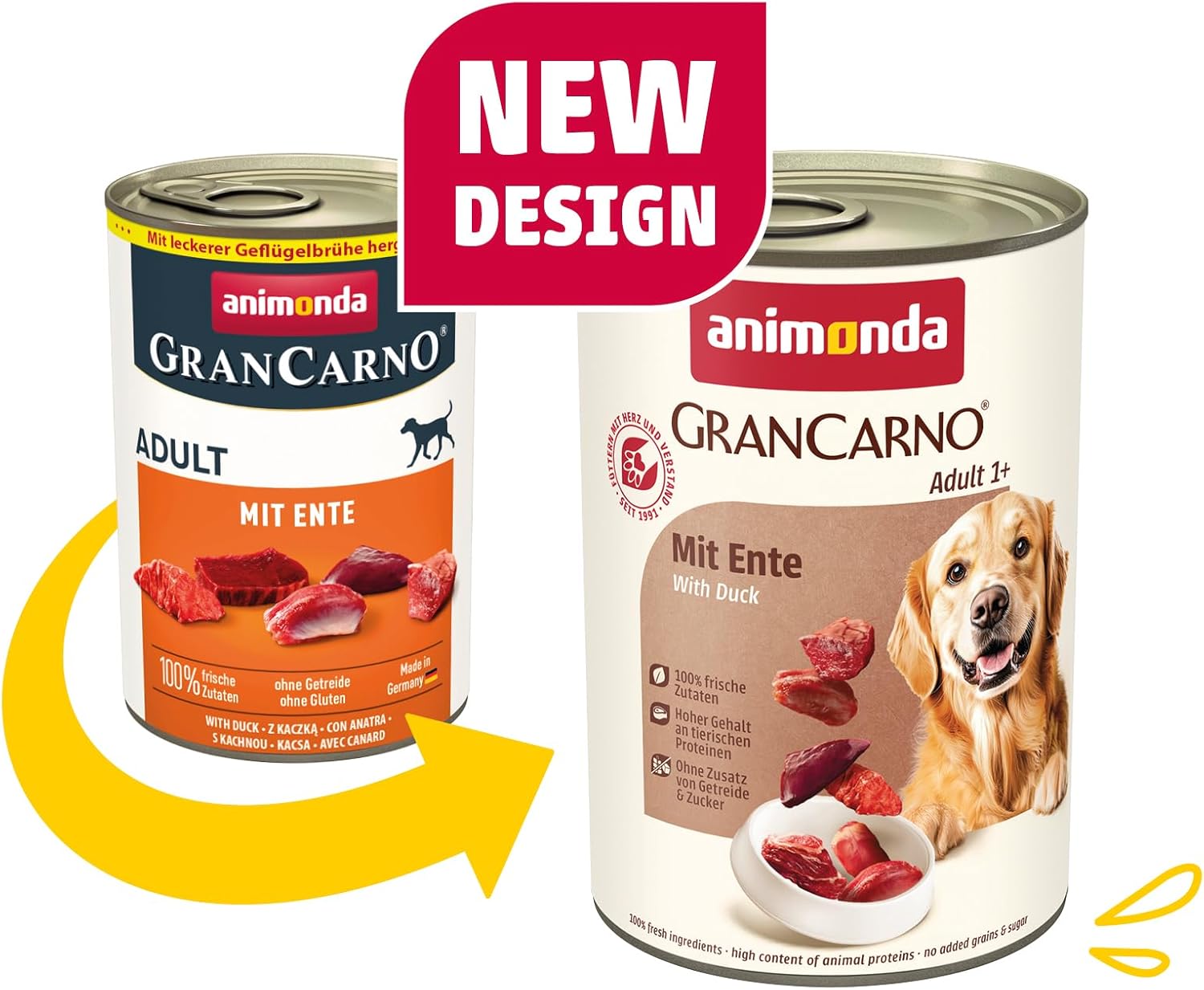 animonda GranCarno Adult Deftige Variation (6 x 800 g), Hundenassfutter für ausgewachsene Tiere, Nassfutter für Hunde mit 100% frischen, fleischlichen Zutaten, Hundefutter ohne Getreide