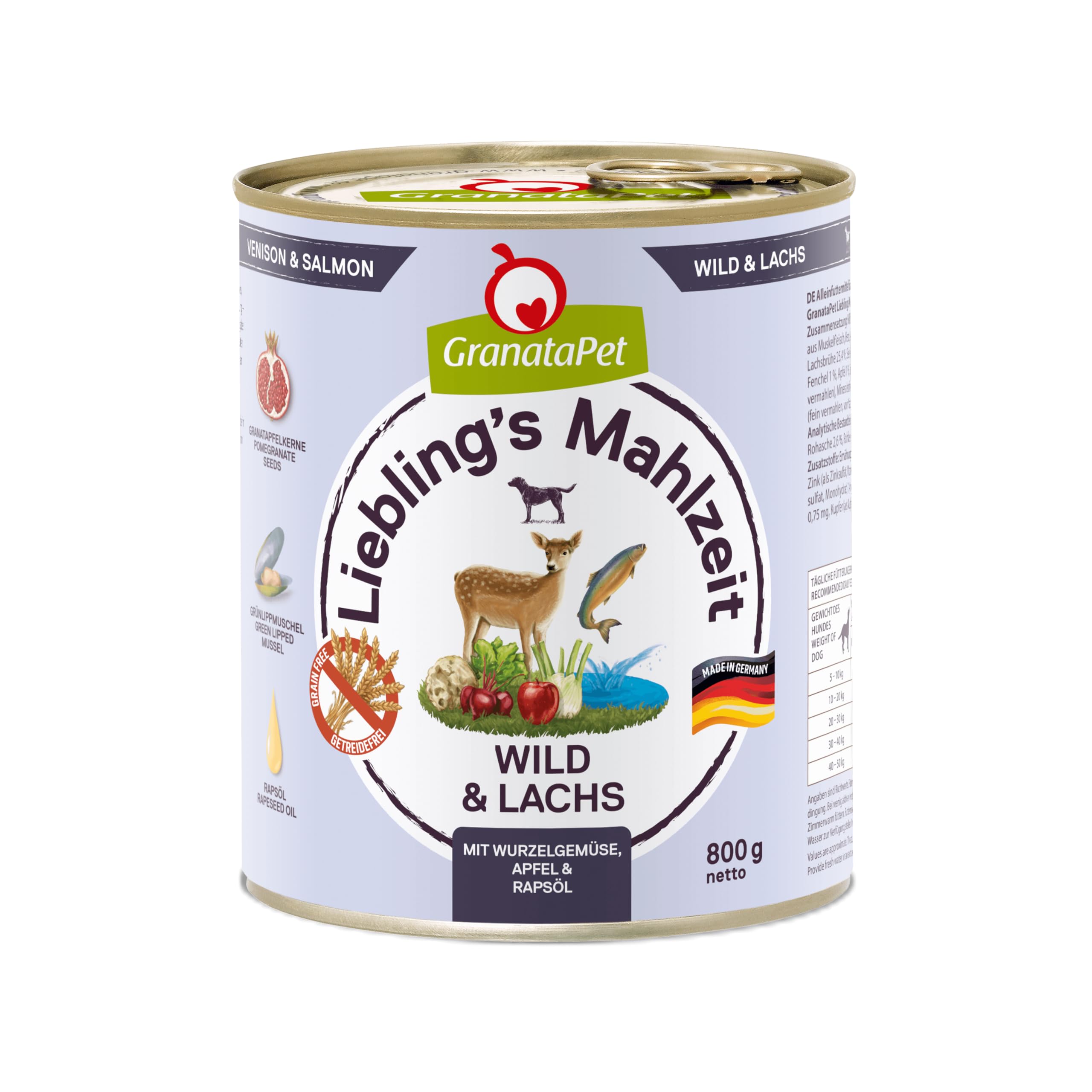 GranataPet Liebling's Mahlzeit Multipack 2, Nassfutter für Hunde im Probierpaket, Alleinfuttermittel ohne Getreide, Hundefutter mit hohem Fleischanteil & hochwertigen Ölen, 6 x 800 g