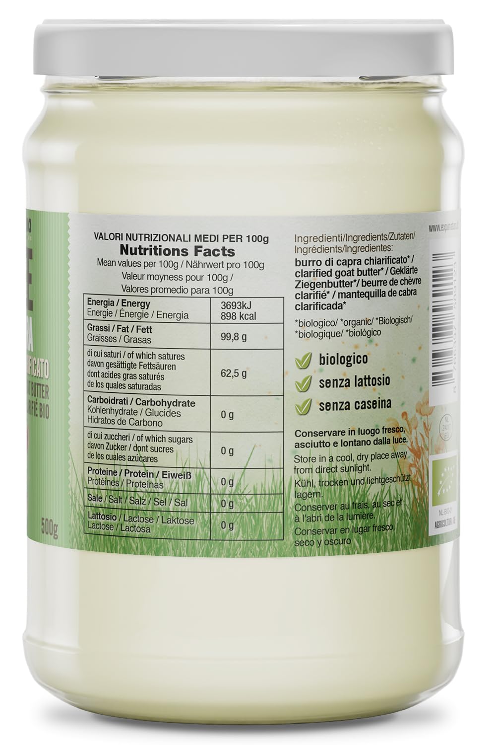 Exponatura Bio-Ghee - Geklärte Butter nach alter ayurvedischer Rezeptur - nur aus der Milch von Weidekühen - laktosefrei, extrem bekömmlich (500 g, Ghee)
