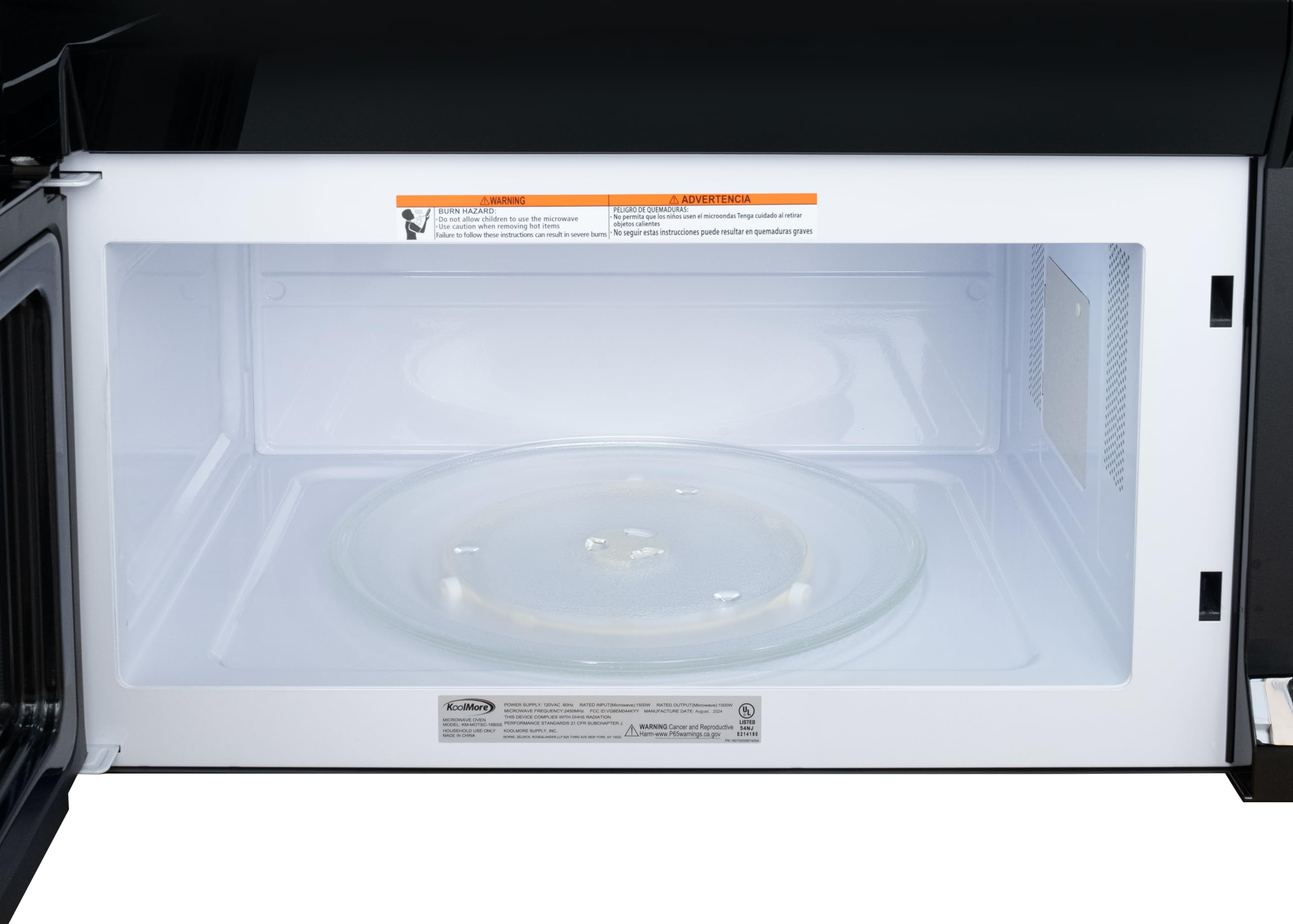 KoolMore Reserve Built-in Microwave Convection Oven with Air Fry, 3-in-1 Combo, Sensor Cook, Soft-Close Door, Stainless Steel, 24 in. / 1.6 cu. ft. with NEMA 5-20P Plug in Black