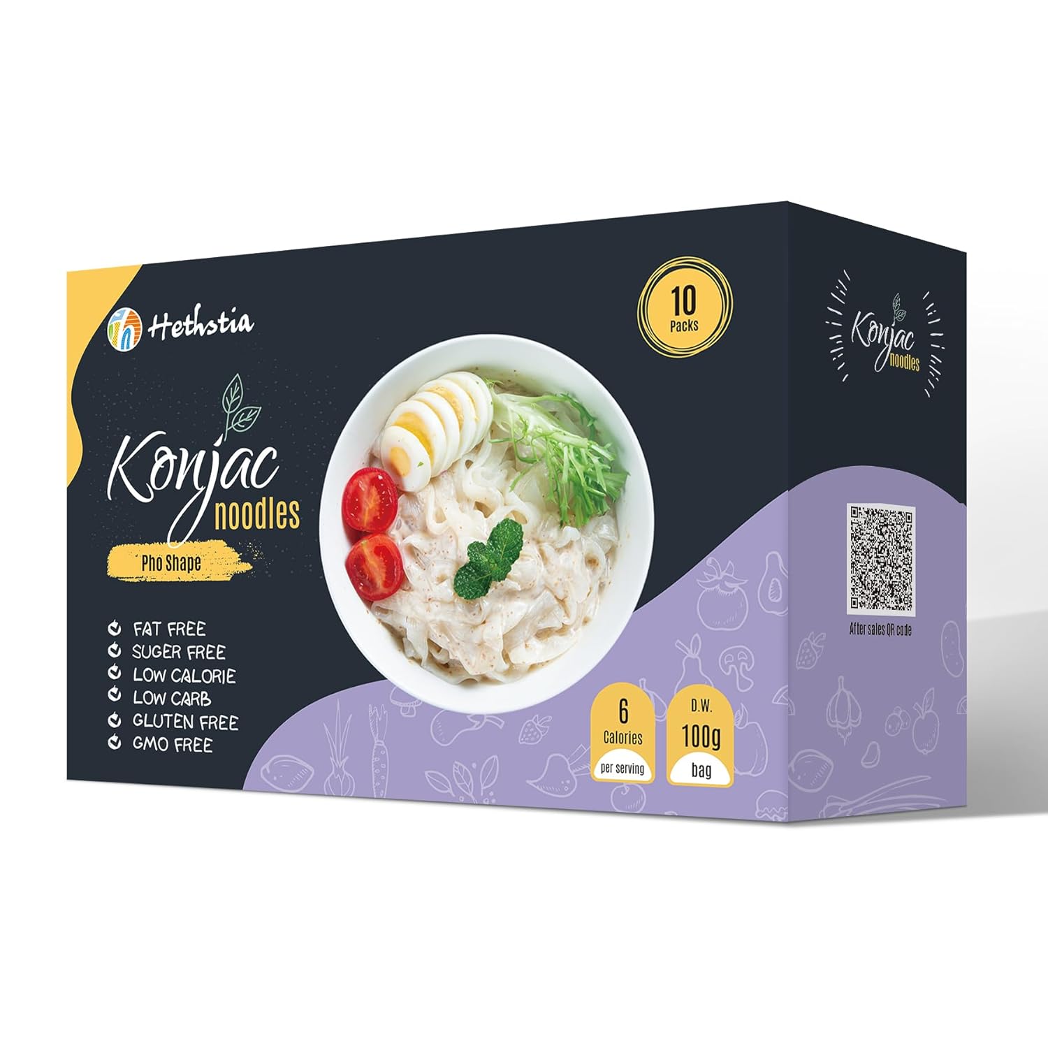 Hethstia Konjac Noodles, 10 Packs Shirataki Spaghetti - Low Carb, Low Calorie, Ready to Eat Konjac Pasta - Keto, Gluten-Free, Vegan, Fat-Free, 0 Sugar, Healthy Low Carb Pasta Substitute