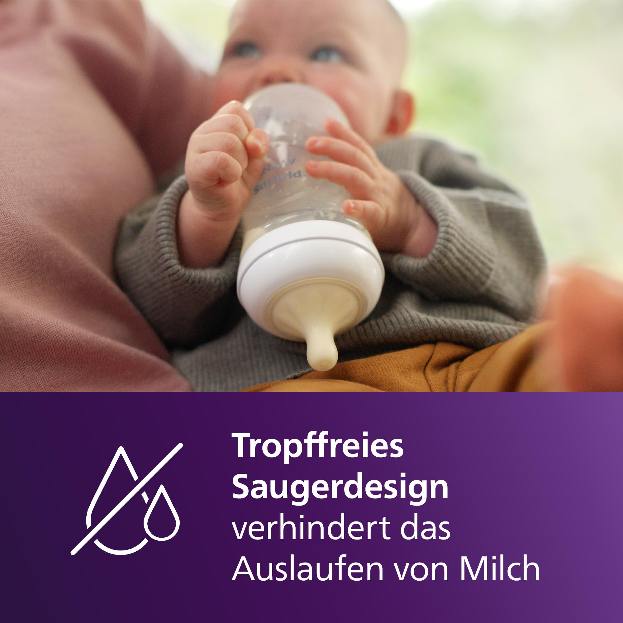 Philips Avent Natural Response Babyflasche mit 260 ml mit Saugern für mittleren Nahrungsfluss (Durchflussrate 3), 3er-Pack, SCY903/03