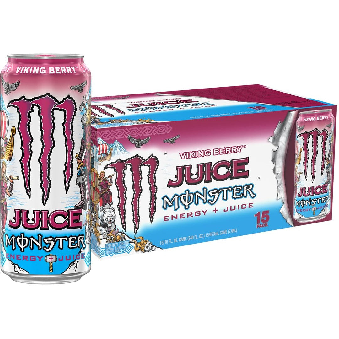 Monster Energy Juice Viking Berry, Energy Drink, 16 Ounce (Pack of 15)