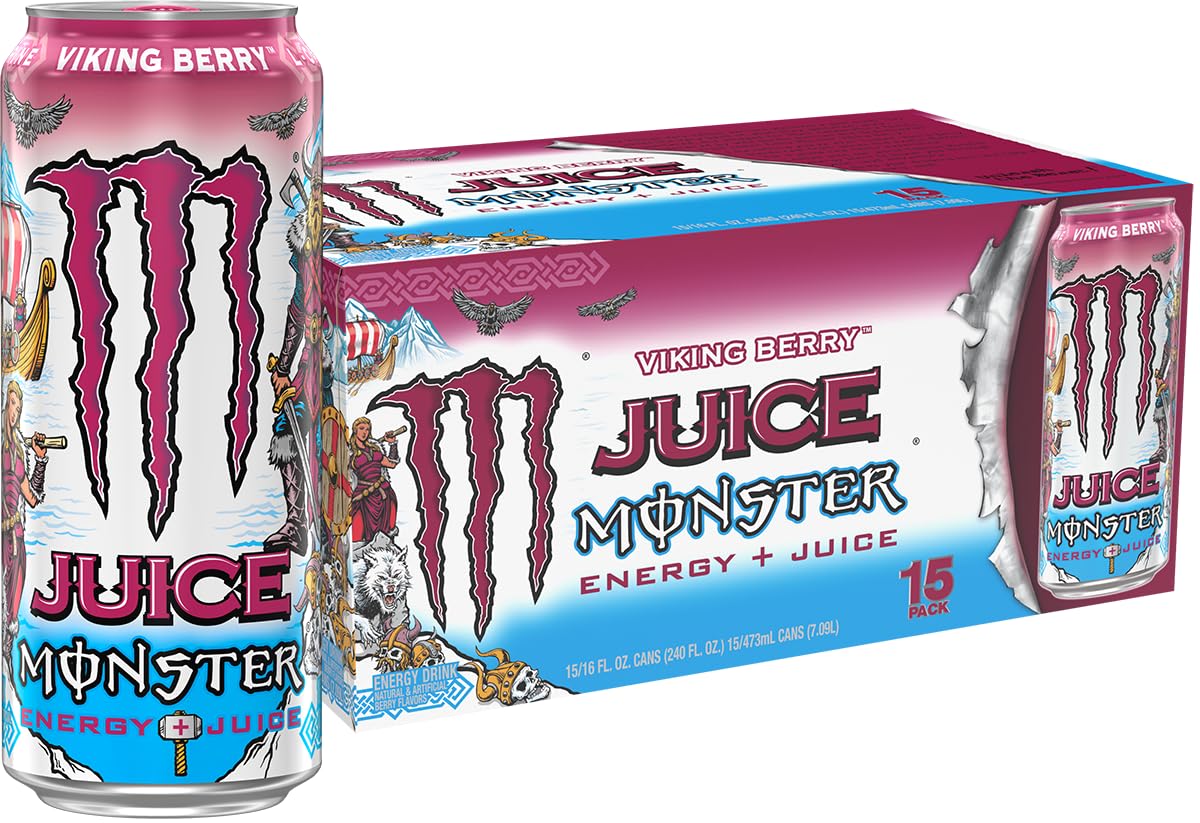 Monster Energy Juice Viking Berry, Energy Drink, 16 Ounce (Pack of 15)