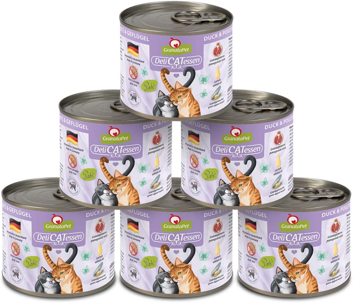 GranataPet DeliCatessen Huhn PUR, Nassfutter für Katzen, Futter ohne Getreide & ohne Zuckerzusätze, Katzenfutter mit hohem Fleischanteil & hochwertigen Ölen, 6 x 400 g