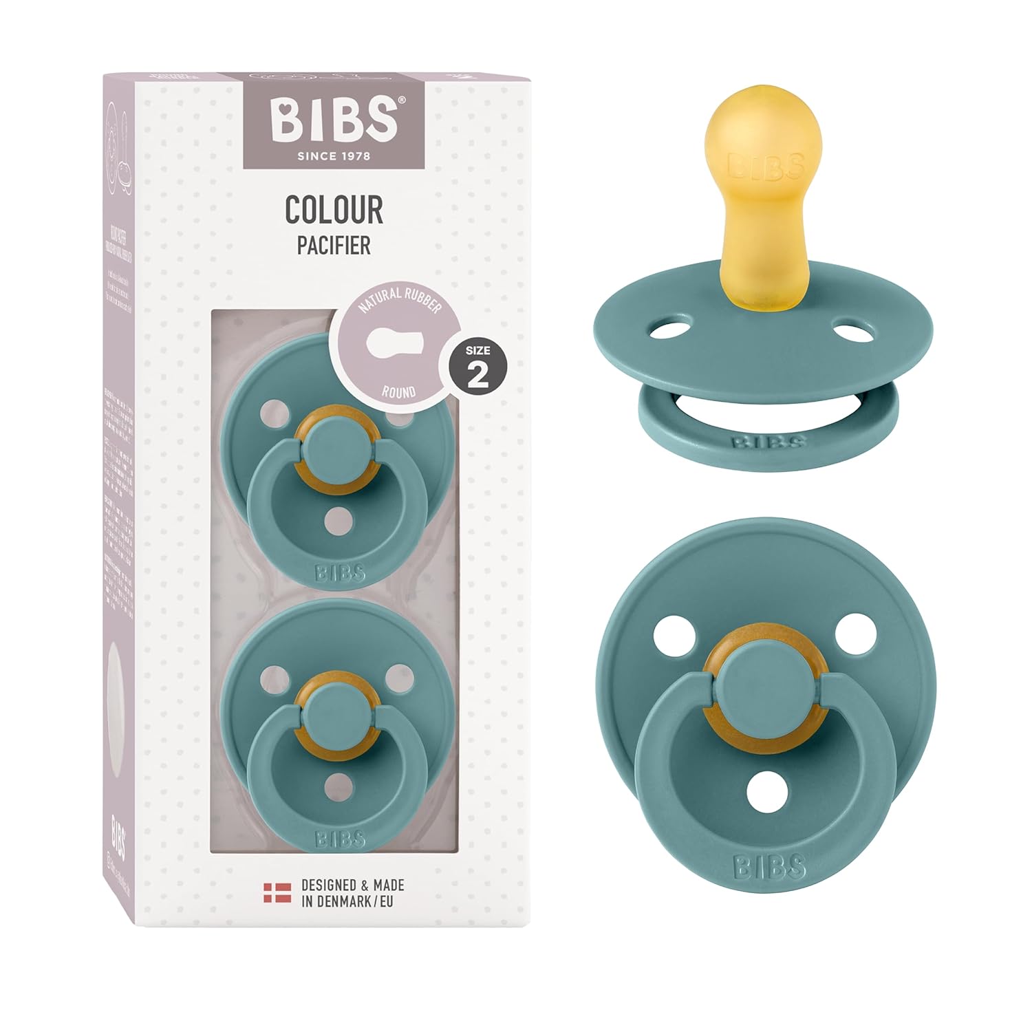 BIBS Colour Schnuller 2er-Pack, BPA-frei, Kirschform Nippel. Naturkautschuk/Latex, Hergestellt in Dänemark. Größe 1 | 0+ Monate | 2-Pack, Ivory/Sage