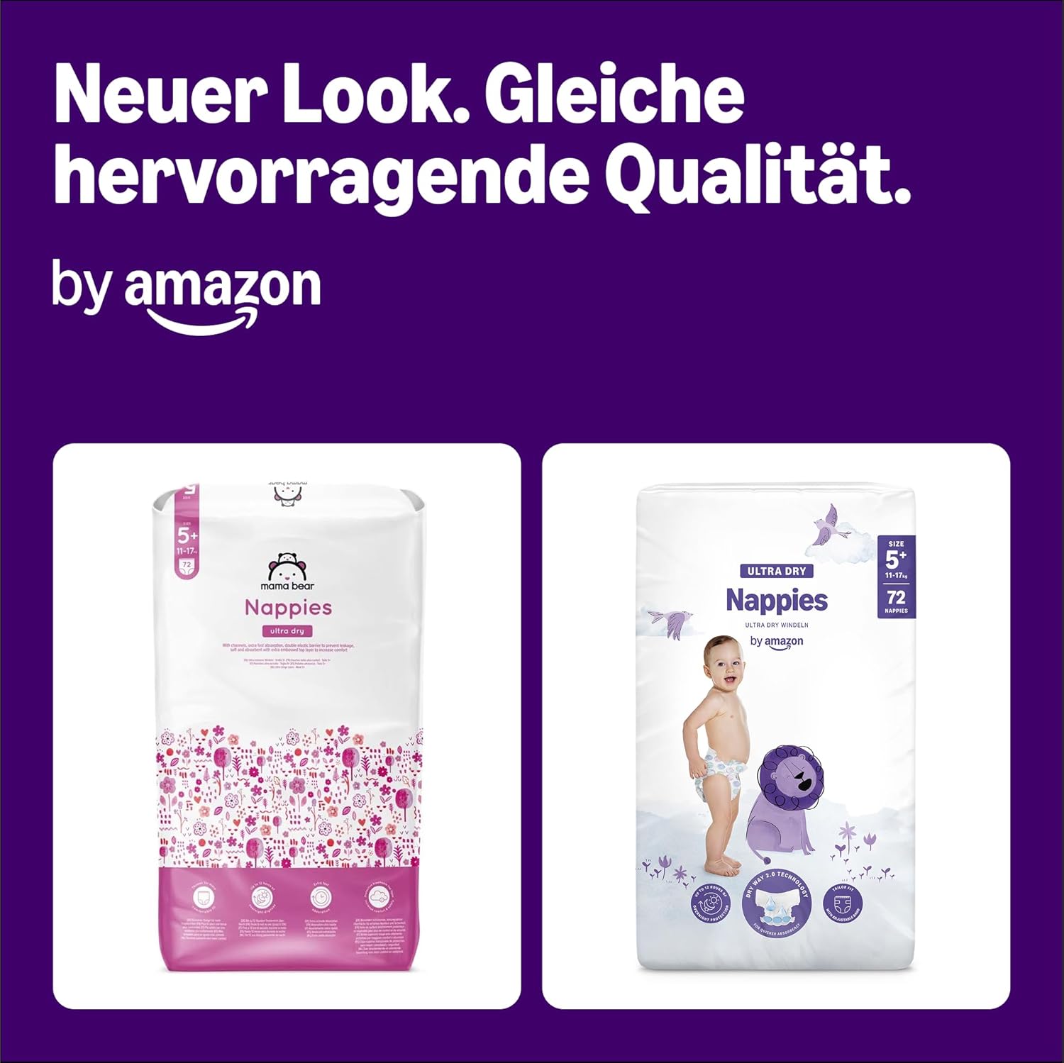 By Amazon Ultra Dry Windeln Größe 5 (10-16 kg) - MONATSBOX, Weiß, 152 Stück (2 Packungen mit 76) (Früher Unter Der Marke Mama Bear, Identisches Produkt)