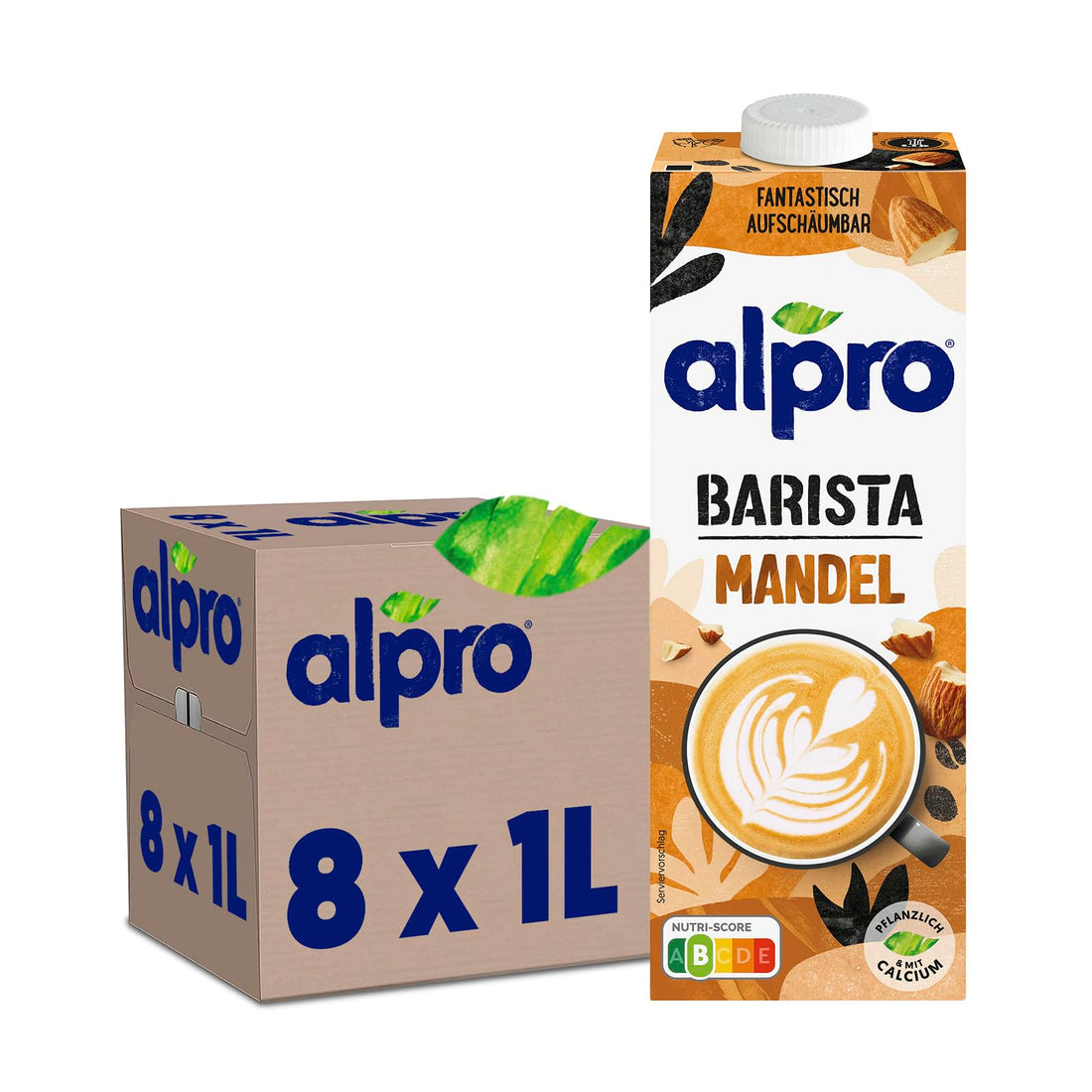 Alpro Barista Kokos – Zum Aufschäumen – 100 Prozent pflanzlich, vegan und milchfrei – Von Natur aus laktosefrei – Reich an Calcium und Vitaminen – 8 x 1 L