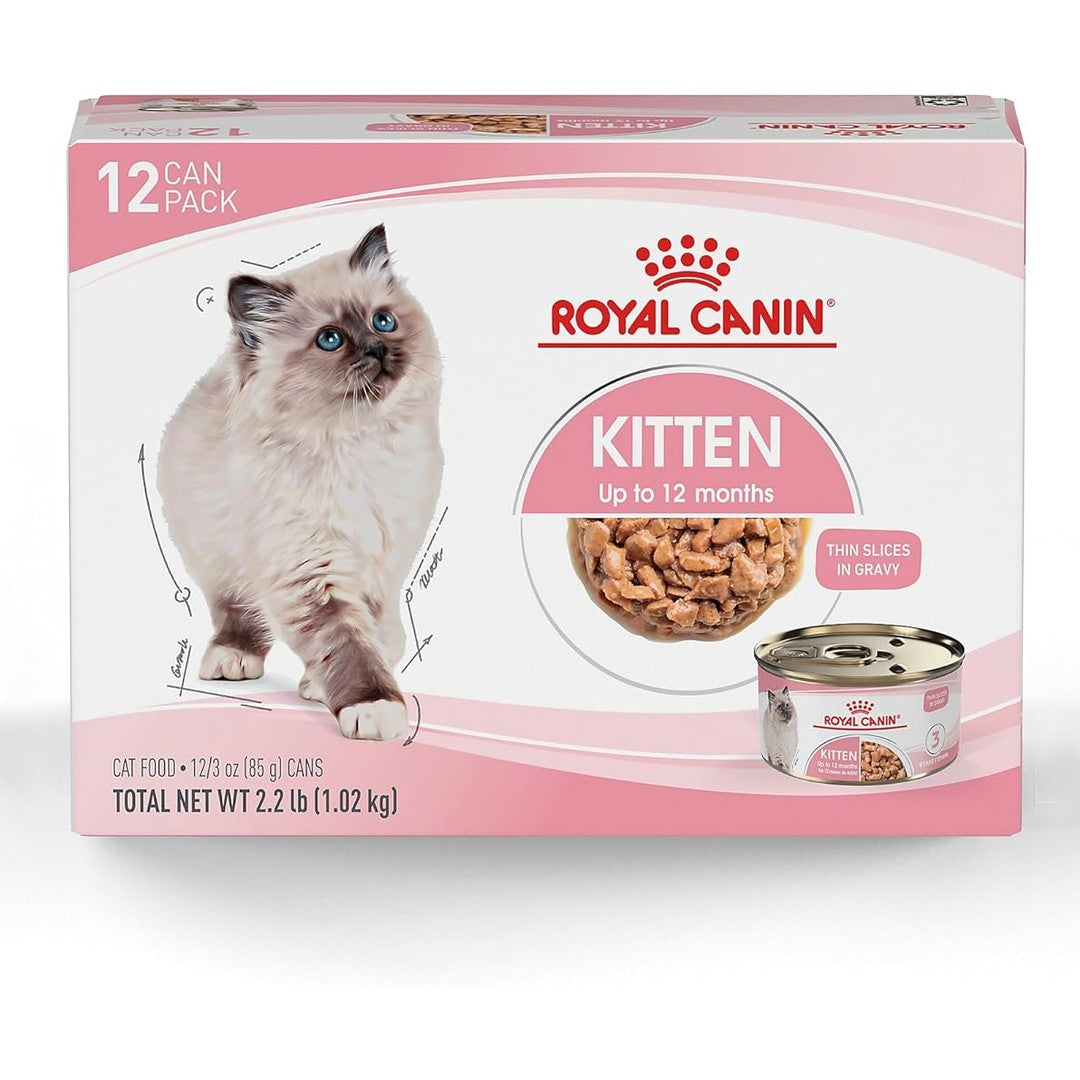 Royal Canin Feline Health Nutrition Kitten Thin Slices in Gravy Cat Food, 3 oz (Pack of 12)