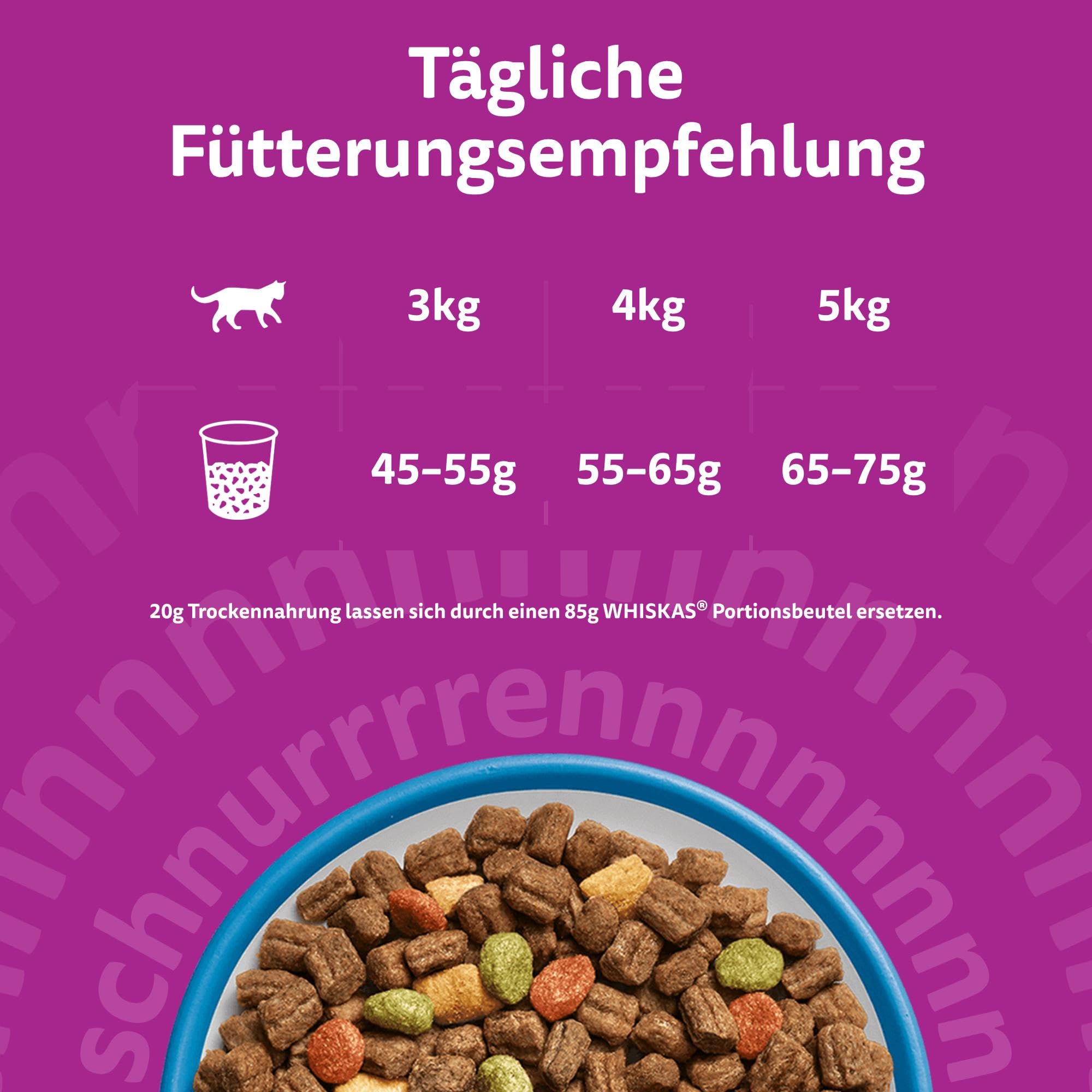 WHISKAS Trockenfutter für ausgewachsene Katzen 7kg mit Huhn
