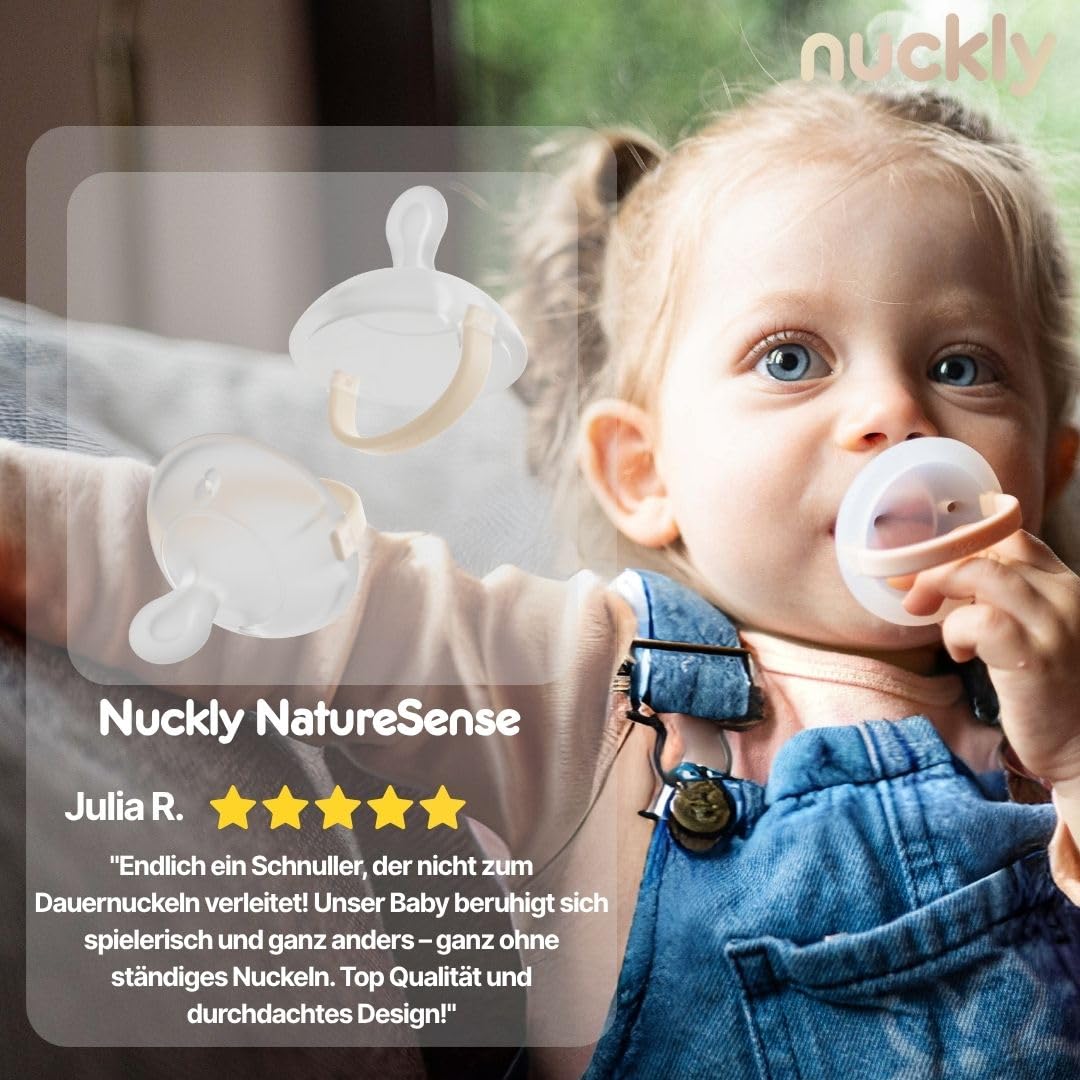 Nuckly NatureSense Brustähnlicher Schnuller – Doppelpack, 1–24 Monate, BPA-frei, Food-Grade Silikon, Beige