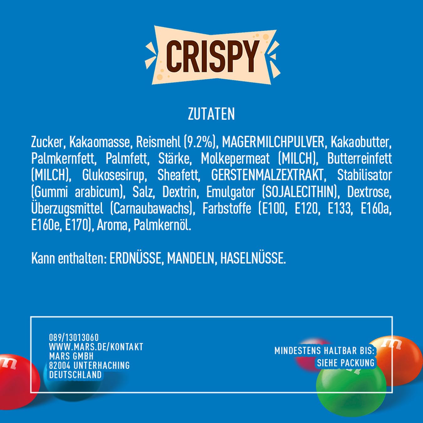 M&M's Crispy, Schokoladen Großpackung, 24 x 36g, Knusprige Schokolinsen als Süßigkeiten, Schokoladen Geschenk (816g)