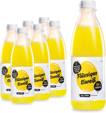 100% Flüssiges eiweiß, Eiklar-flüssig, Hochwertiges Hühnereiweiß für eine eiweißreiche Ernährung (5820ml (6x1kg))