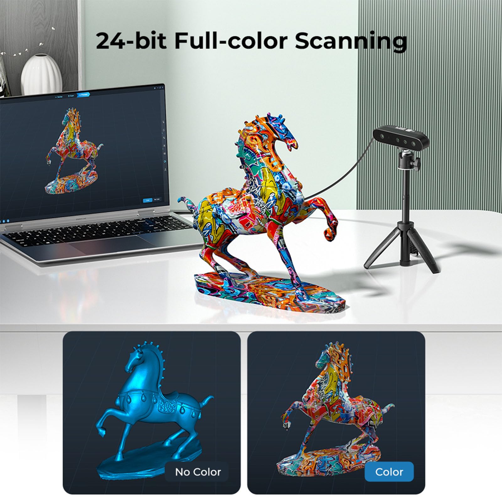 Creality 3D Scanner CR-Scan Ferret Pro for 3D Printing, Upgrade Handheld Scanner with Wireless Scanning Anti-Shake Tracking, Fast Full-Color Scan, 0.1mm Accuracy for iOS/Android Phone PC Win 10/11