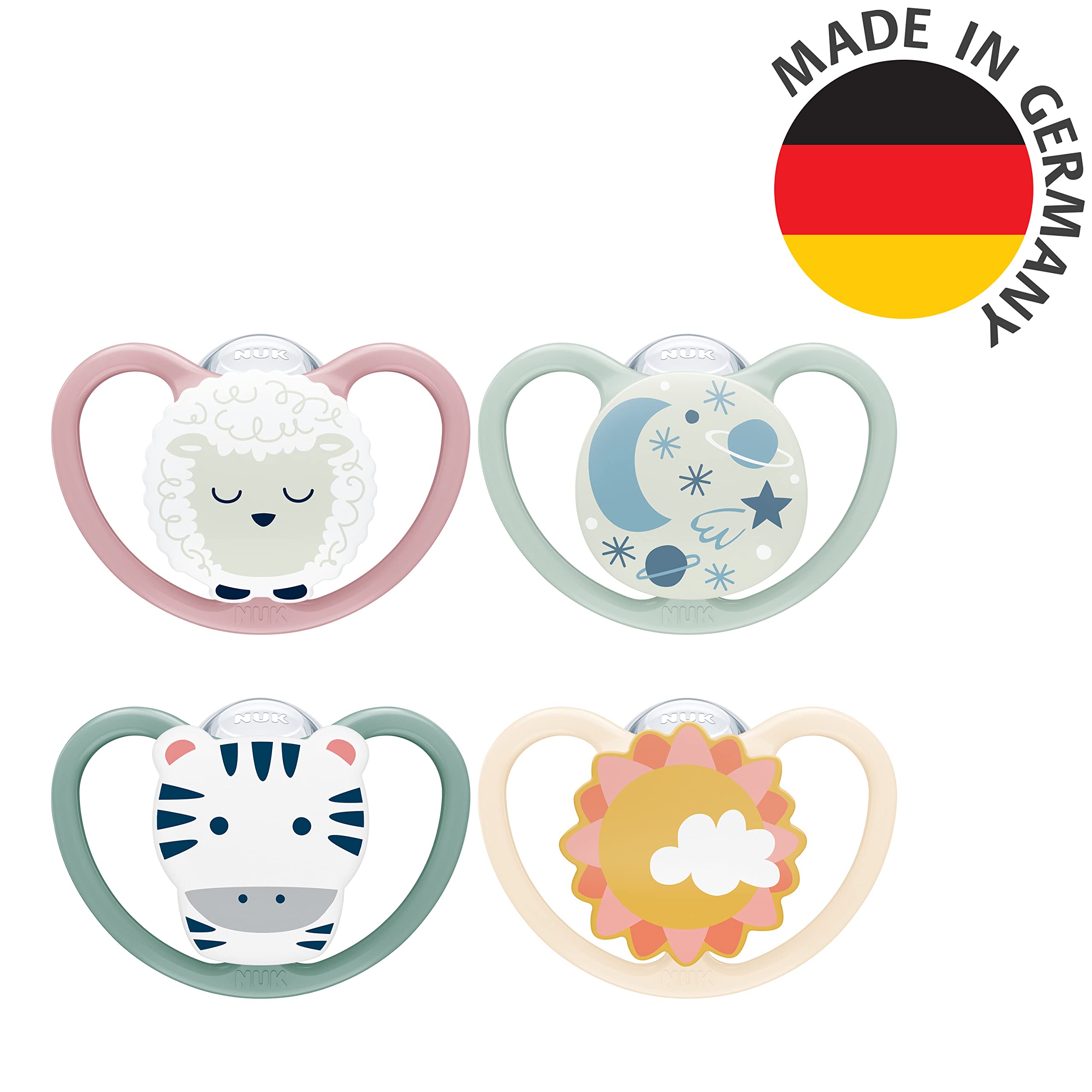 NUK Perfect Match Air Day & Night Baby-Schnuller | 0-6 Monate | Leuchtende Schnuller, die Luftzirkulation fördern & Speichelrash verhindern | 95% Baby-Akzeptanz** | Sortiert | 4 Stück