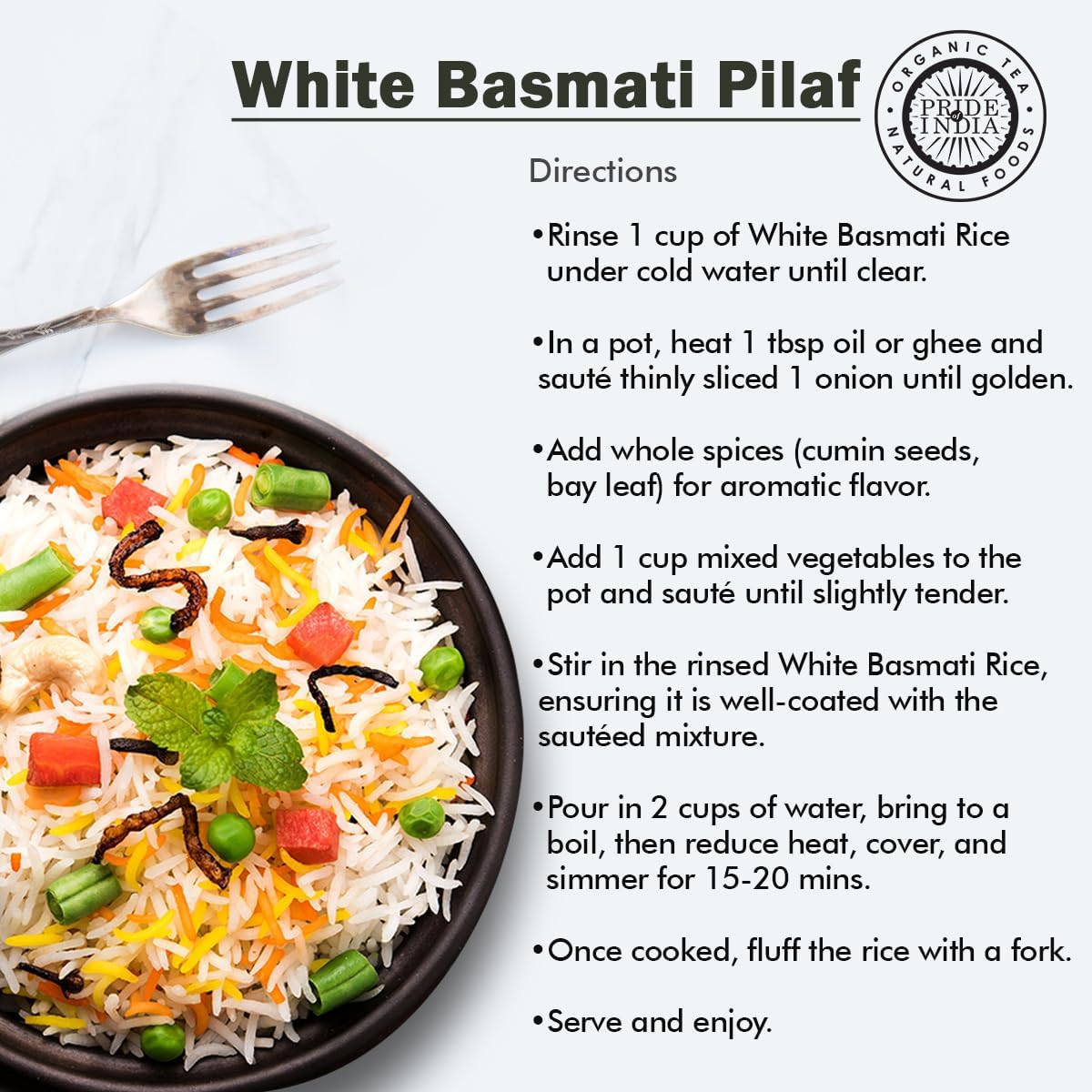 Pride Of India - Extra Long Indian Premium White Basmati Rice, 10 Pound (4.54 Kilo) Reclosable Bag - Naturally Aromatic, Aged, Flavorful, Slender, Non Sticky Grains - Great Value for Money