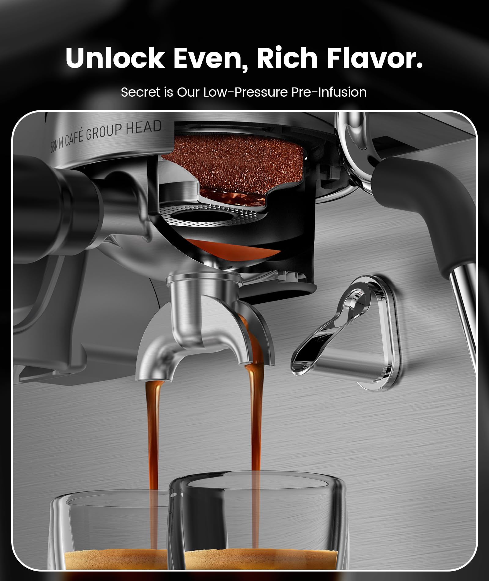 COWSAR 20 Bar Espresso Machine with Grinder & Milk Frother Steam Wand, 58mm Expresso Coffee machines, Commercial Stainless Steel Coffee Maker for Cappuccino and Latte, Perfect for Home Café-Pro