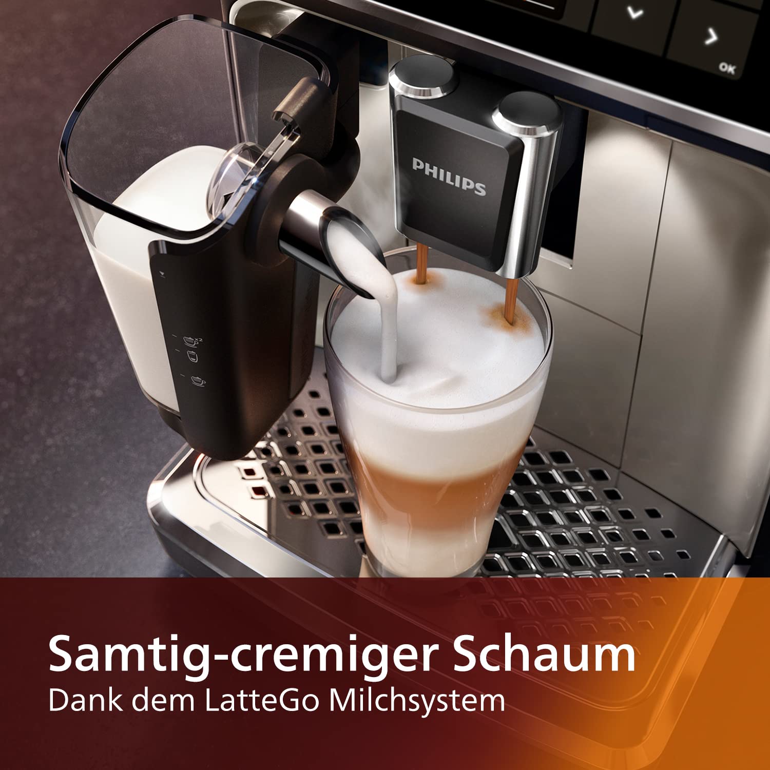 Philips Kaffeevollautomat der Serie 5400 – Espressomaschine für 12 Getränke, schnell reinigendes LatteGo System, intuitives TFT-Display, anpassbare Kaffeeeinstellungen (EP5441/50)