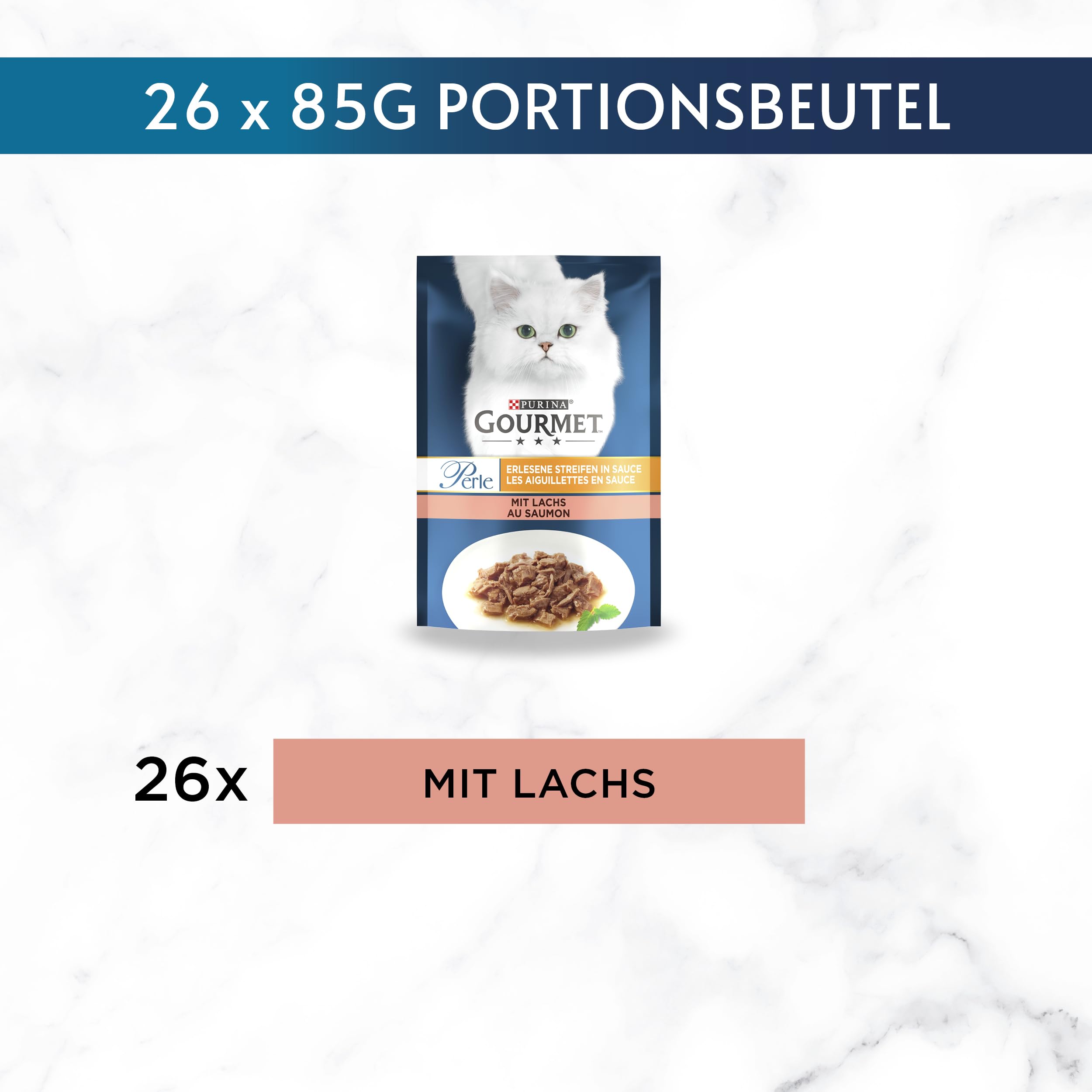 Gourmet Perle Erlesene Streifen Katzenfutter nass, Sorten-Mix, 60er Pack (60 x 85g)