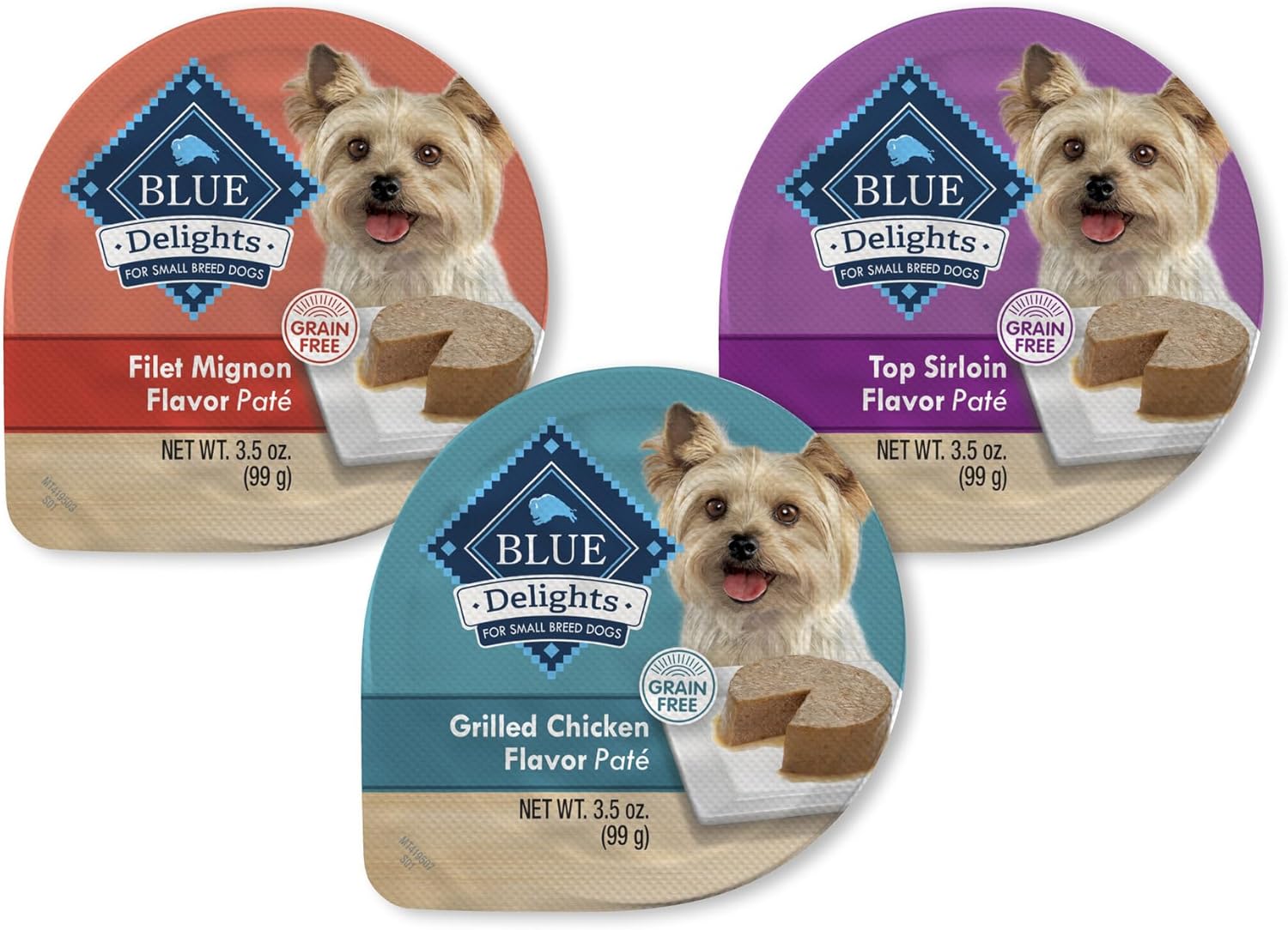 Blue Buffalo Delights Small Breed Natural Wet Dog Food, Rotisserie Chicken Flavor in Gravy, 3.5-oz Cups, 12 Count